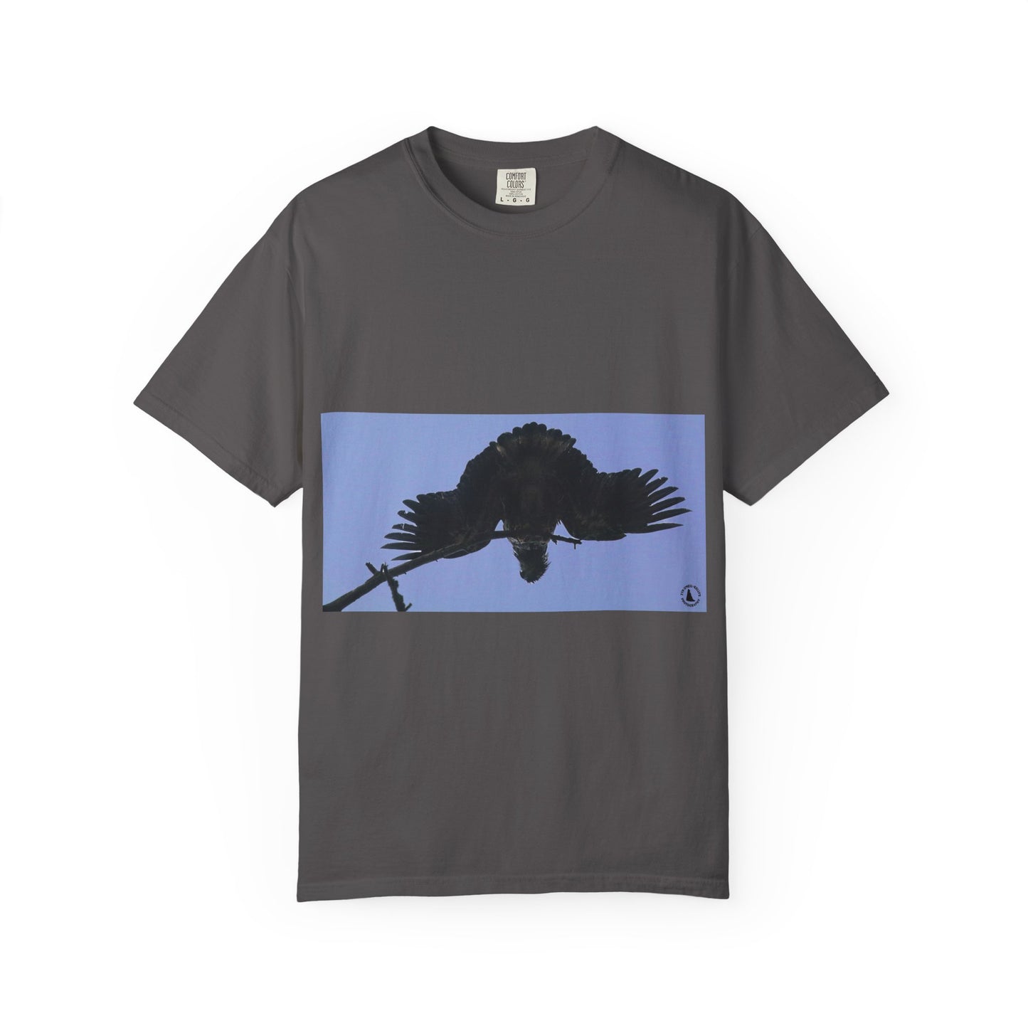 Aerial Raven: Black Wing Silhouette, Overhead Flight Perspectivephotography shirts