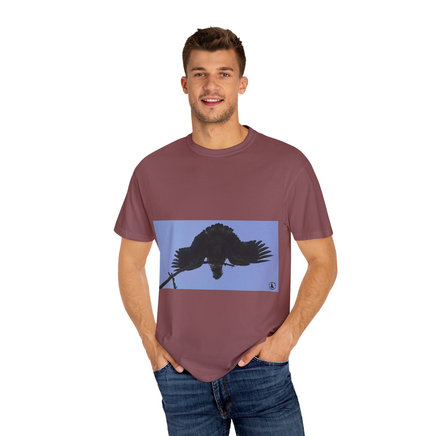 Aerial Raven: Black Wing Silhouette, Overhead Flight Perspectivephotography shirts