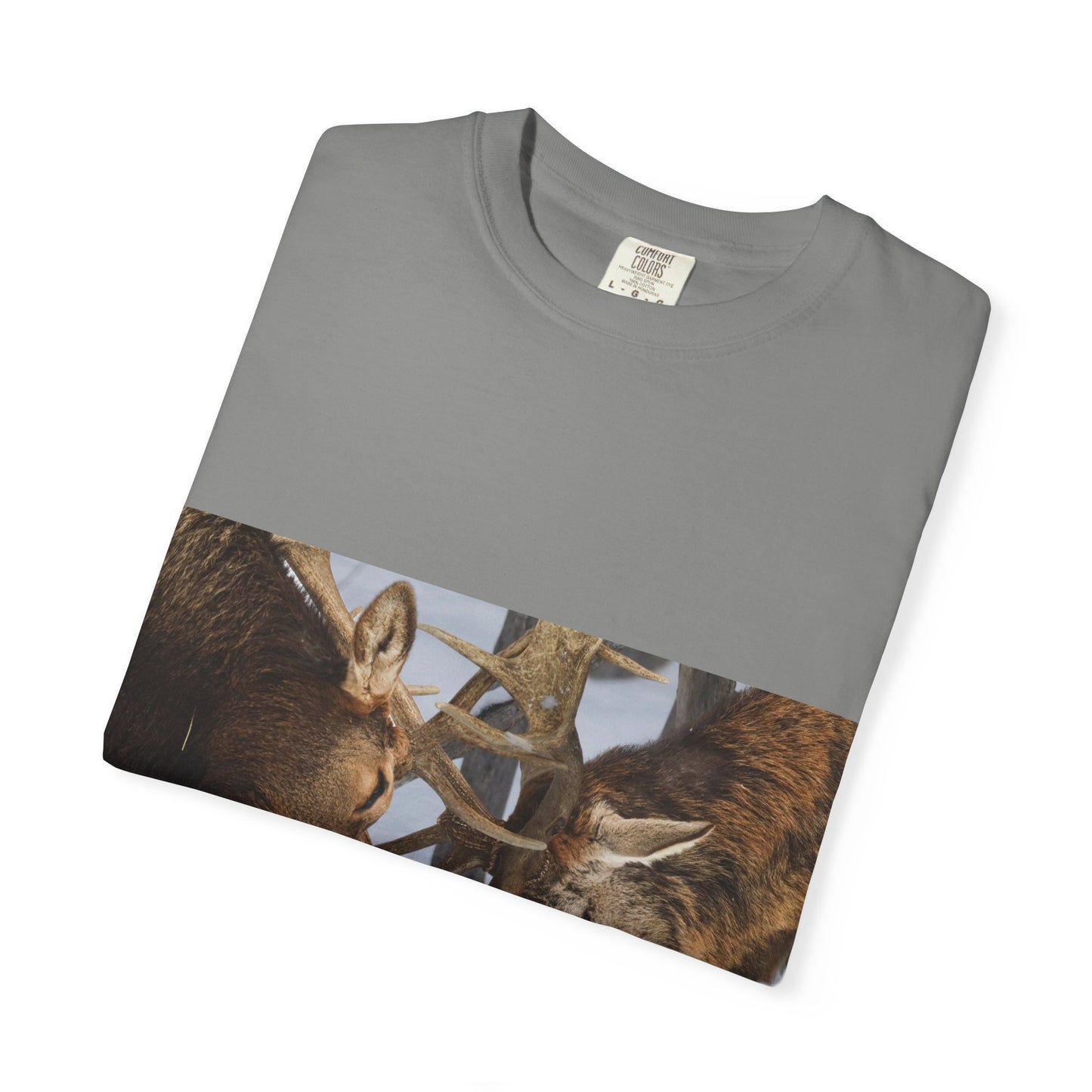 Antler Clash: Winter Wildlife Encounter, Dramatic Nature Photographyphotography shirts