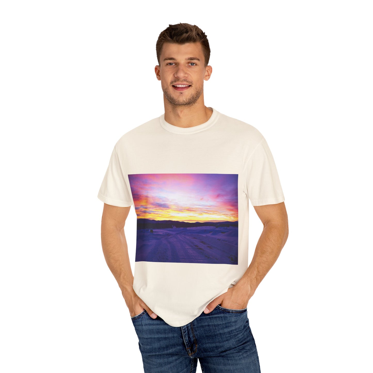 Vibrant Sunset Unisex T-Shirt, Casual Wear, Gift for Nature Lovers, Summer Style, Travel Top, Unique Graphic Tee