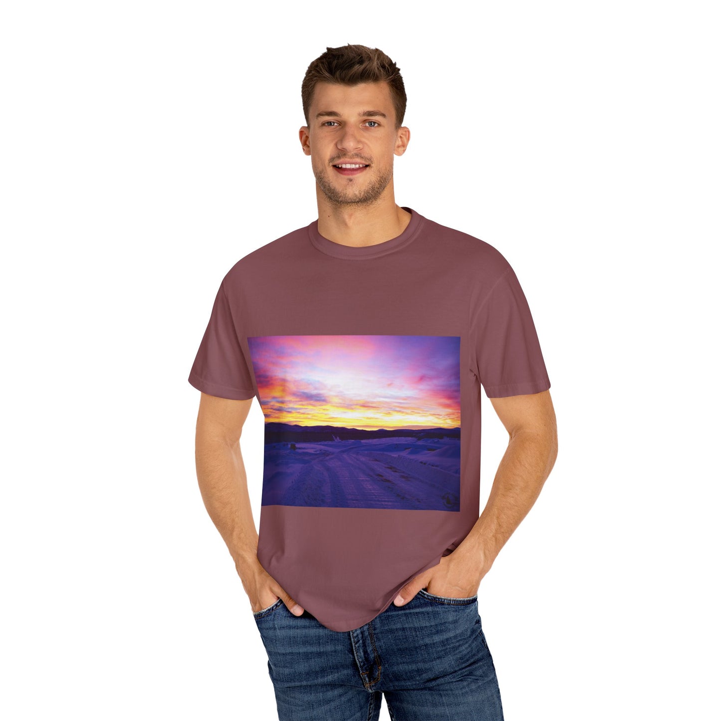 Vibrant Sunset Unisex T-Shirt, Casual Wear, Gift for Nature Lovers, Summer Style, Travel Top, Unique Graphic Tee