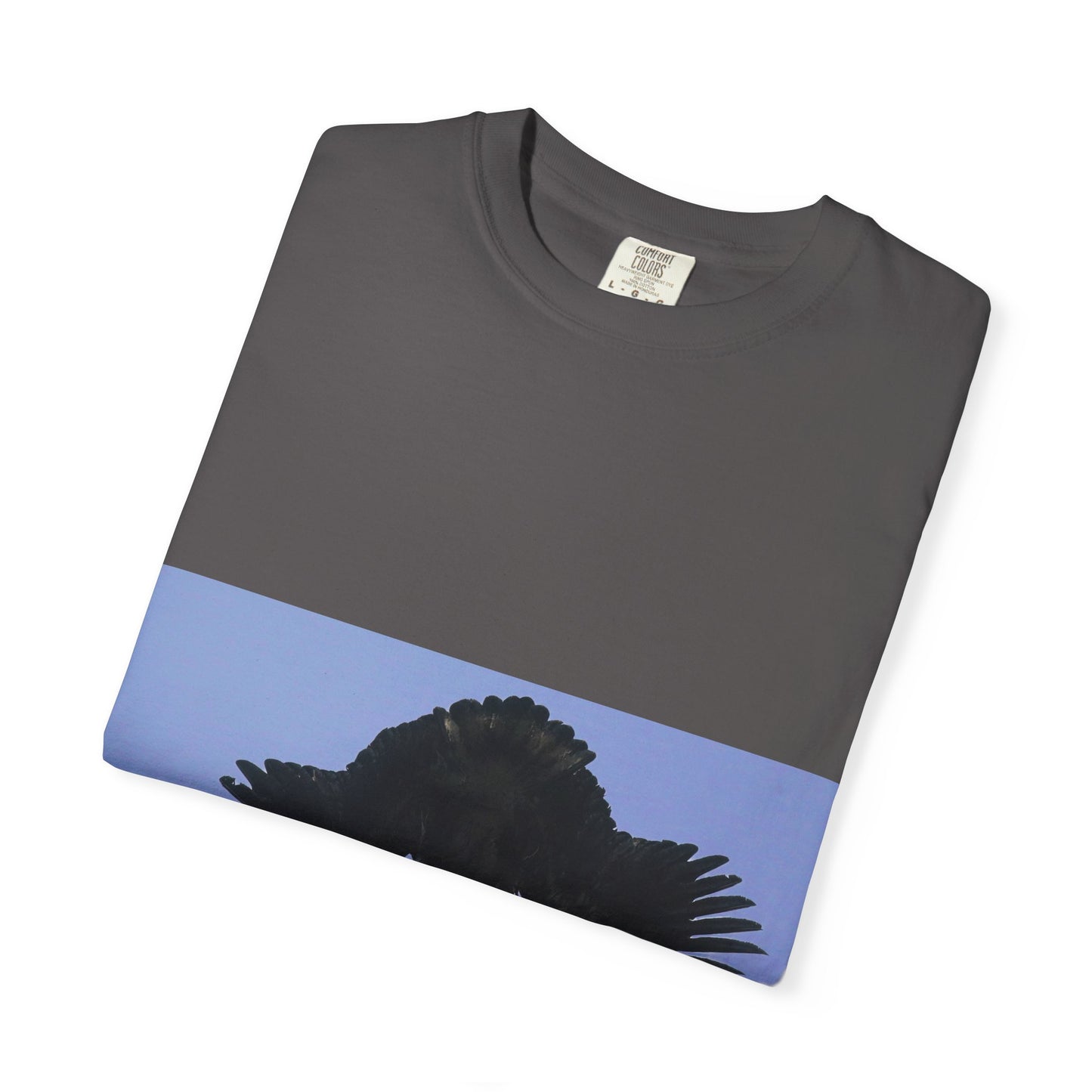 Aerial Raven: Black Wing Silhouette, Overhead Flight Perspectivephotography shirts