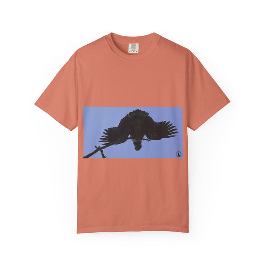 Aerial Raven: Black Wing Silhouette, Overhead Flight Perspectivephotography shirts
