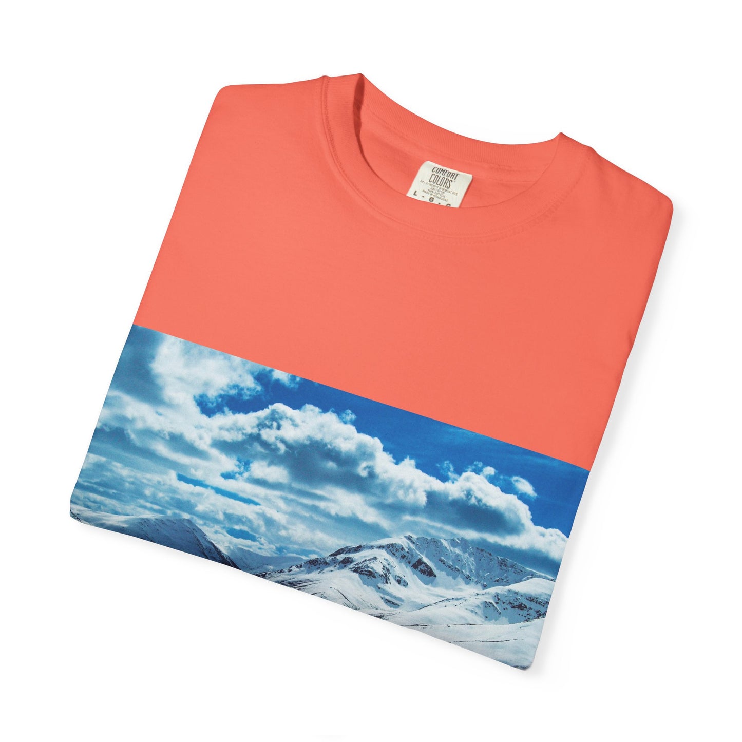 Alpine Majesty: Winter Mountain Panorama, Pristine Snow-Capped Peaks, Wilderness Landscapephotography shirts