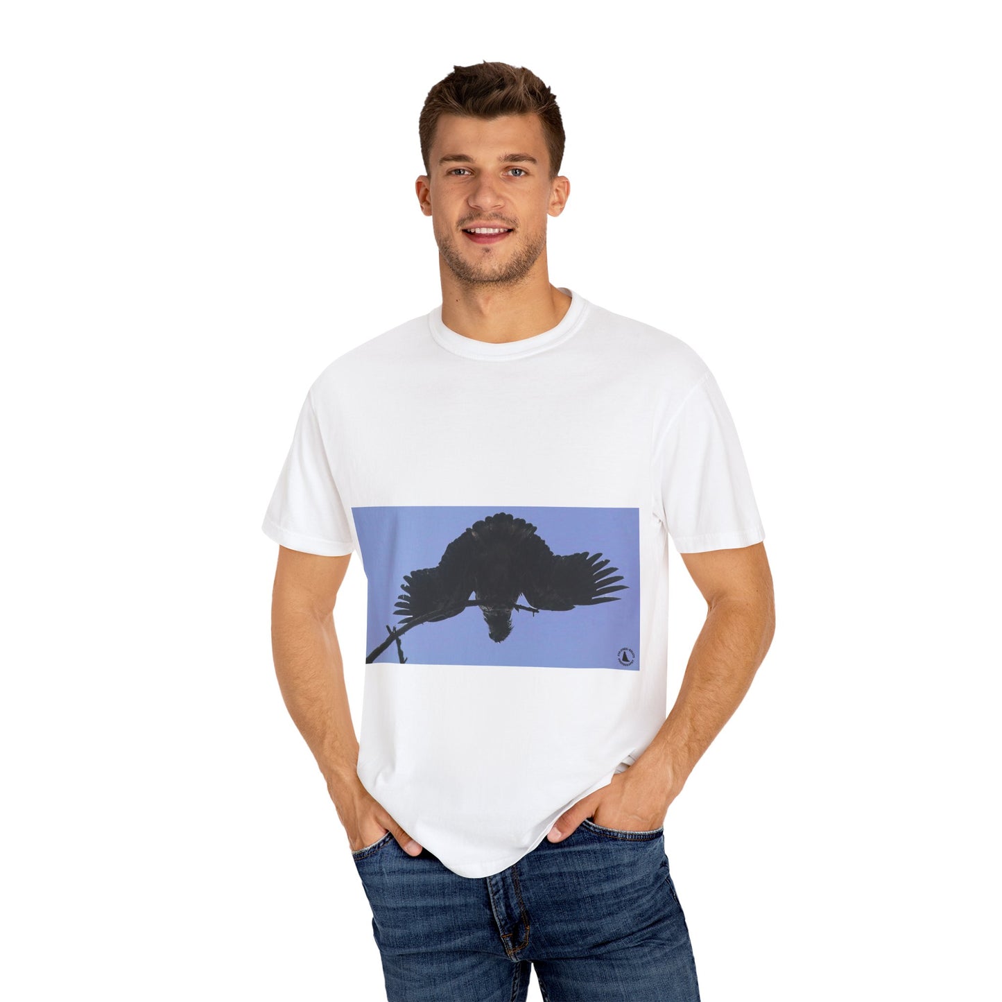 Aerial Raven: Black Wing Silhouette, Overhead Flight Perspectivephotography shirts