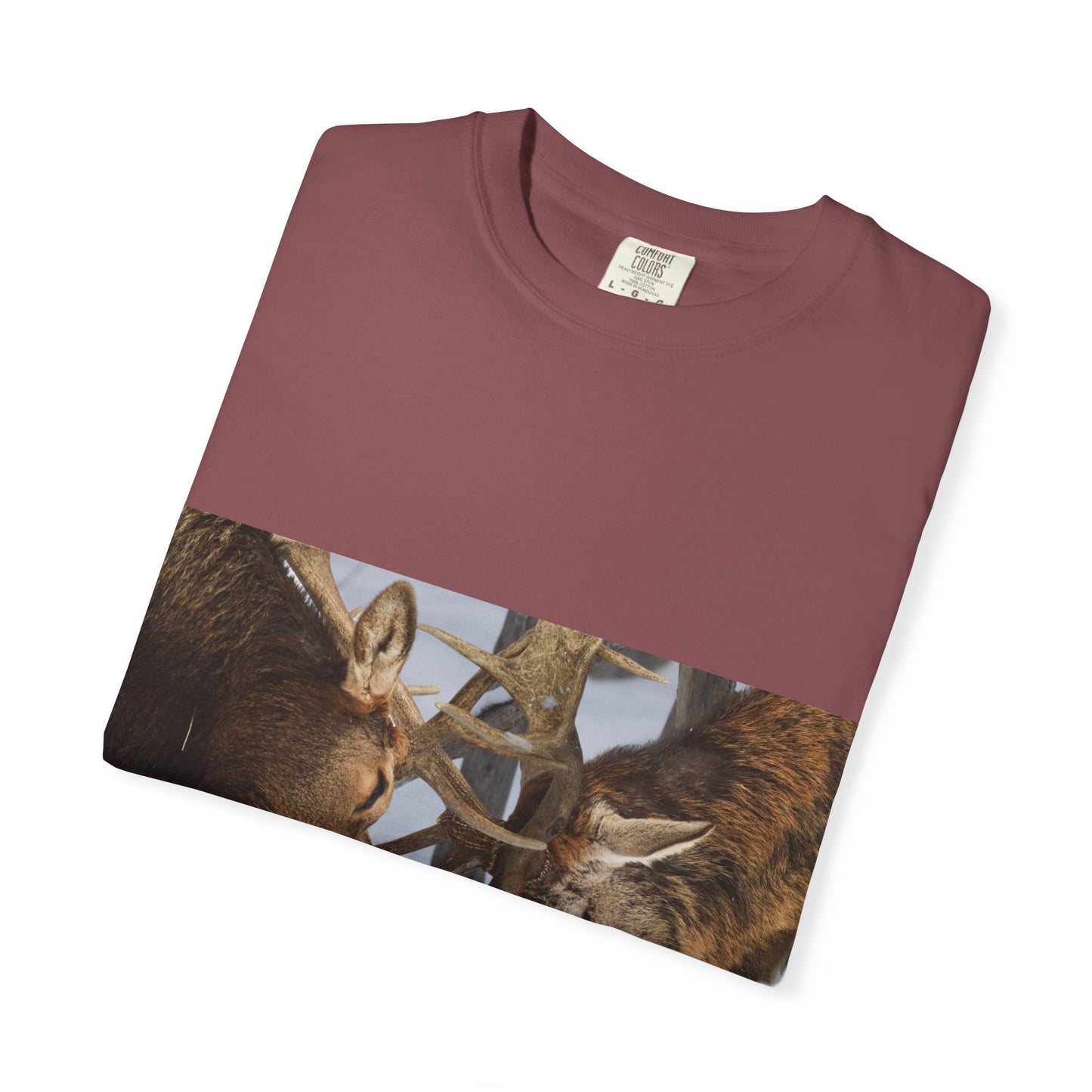 Antler Clash: Winter Wildlife Encounter, Dramatic Nature Photographyphotography shirts