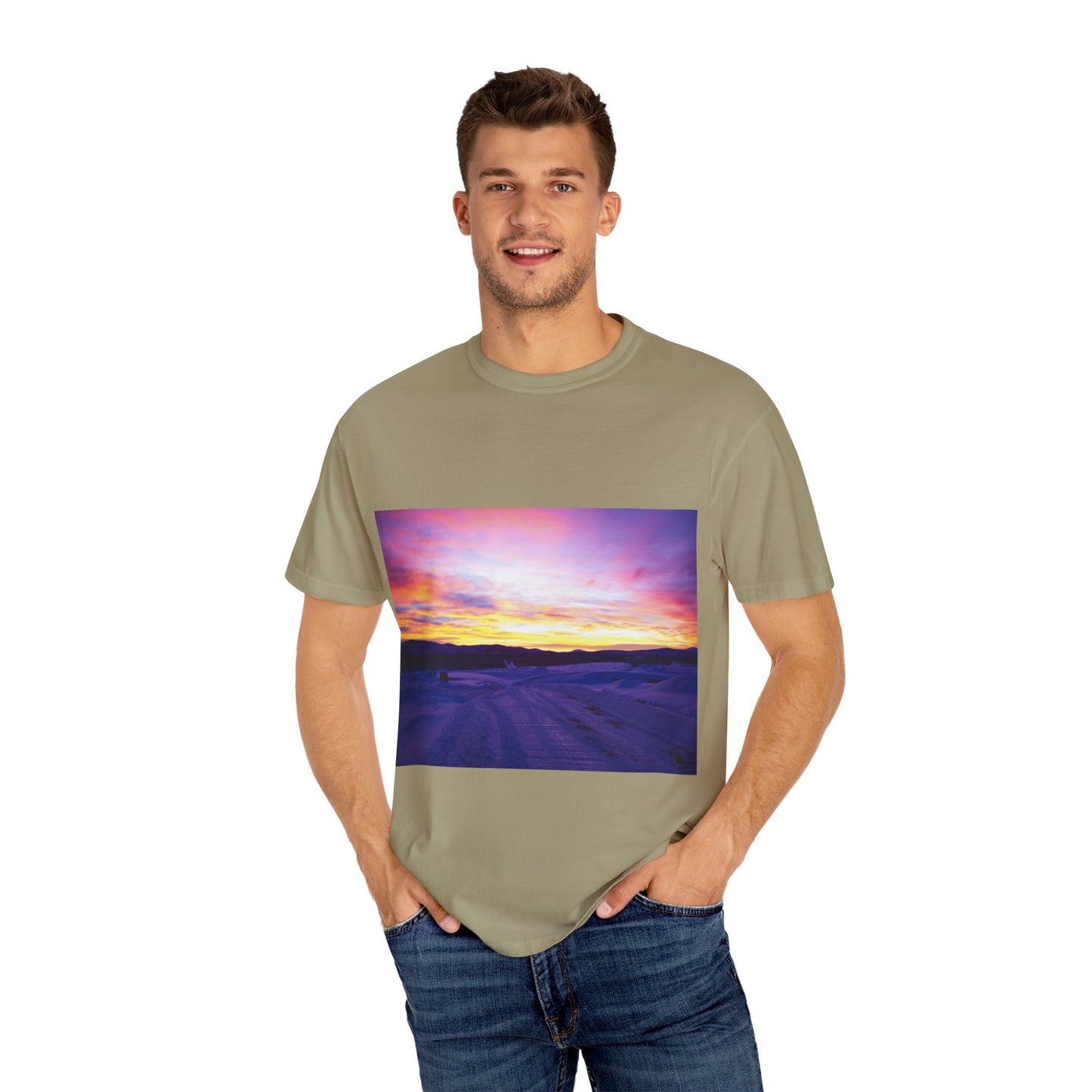 Vibrant Sunset Unisex T-Shirt, Casual Wear, Gift for Nature Lovers, Summer Style, Travel Top, Unique Graphic Tee