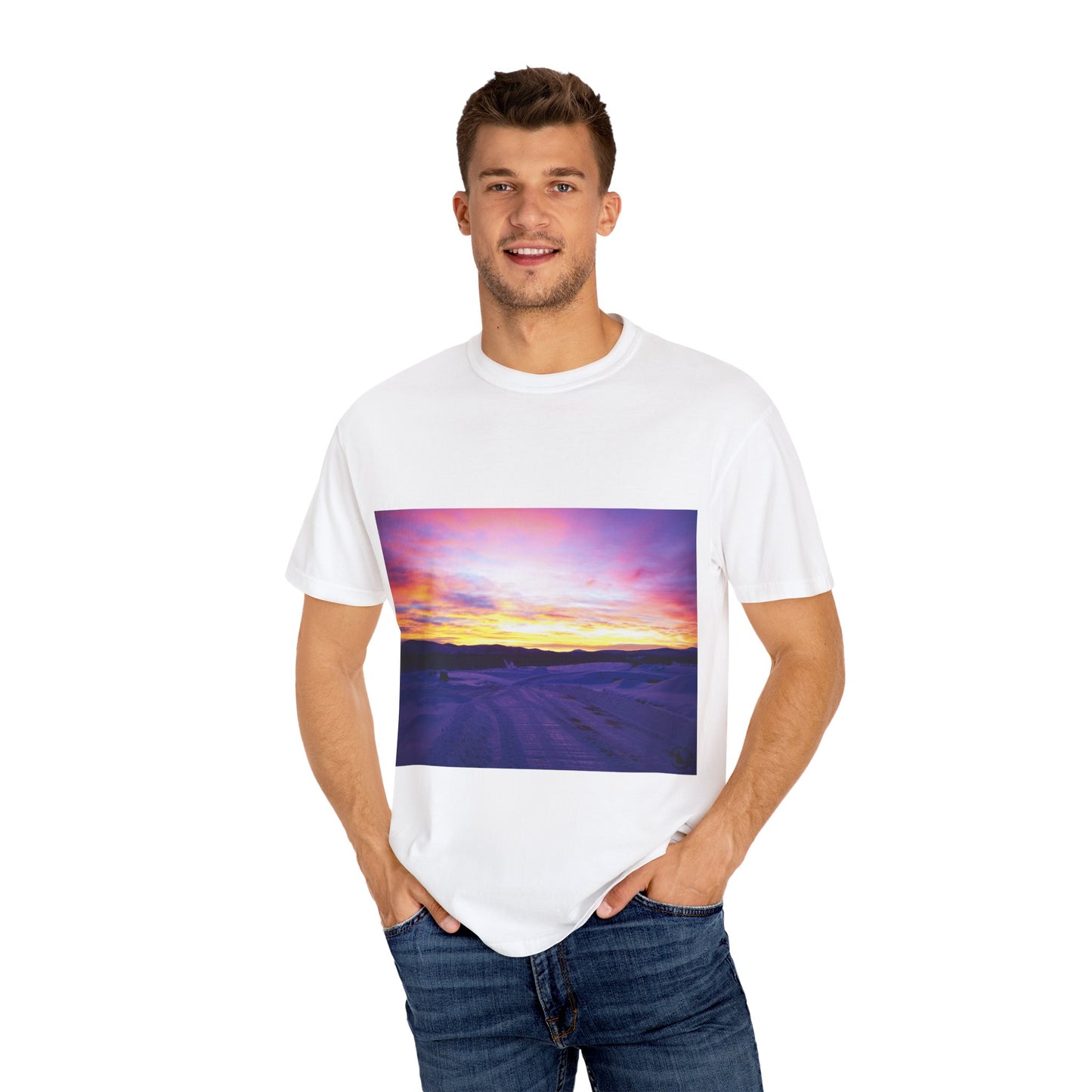 Vibrant Sunset Unisex T-Shirt, Casual Wear, Gift for Nature Lovers, Summer Style, Travel Top, Unique Graphic Tee