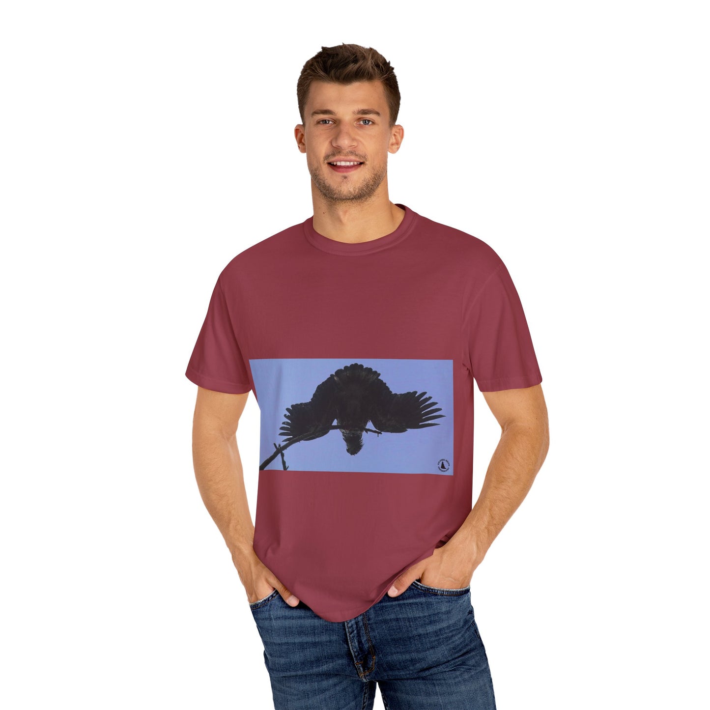 Aerial Raven: Black Wing Silhouette, Overhead Flight Perspectivephotography shirts