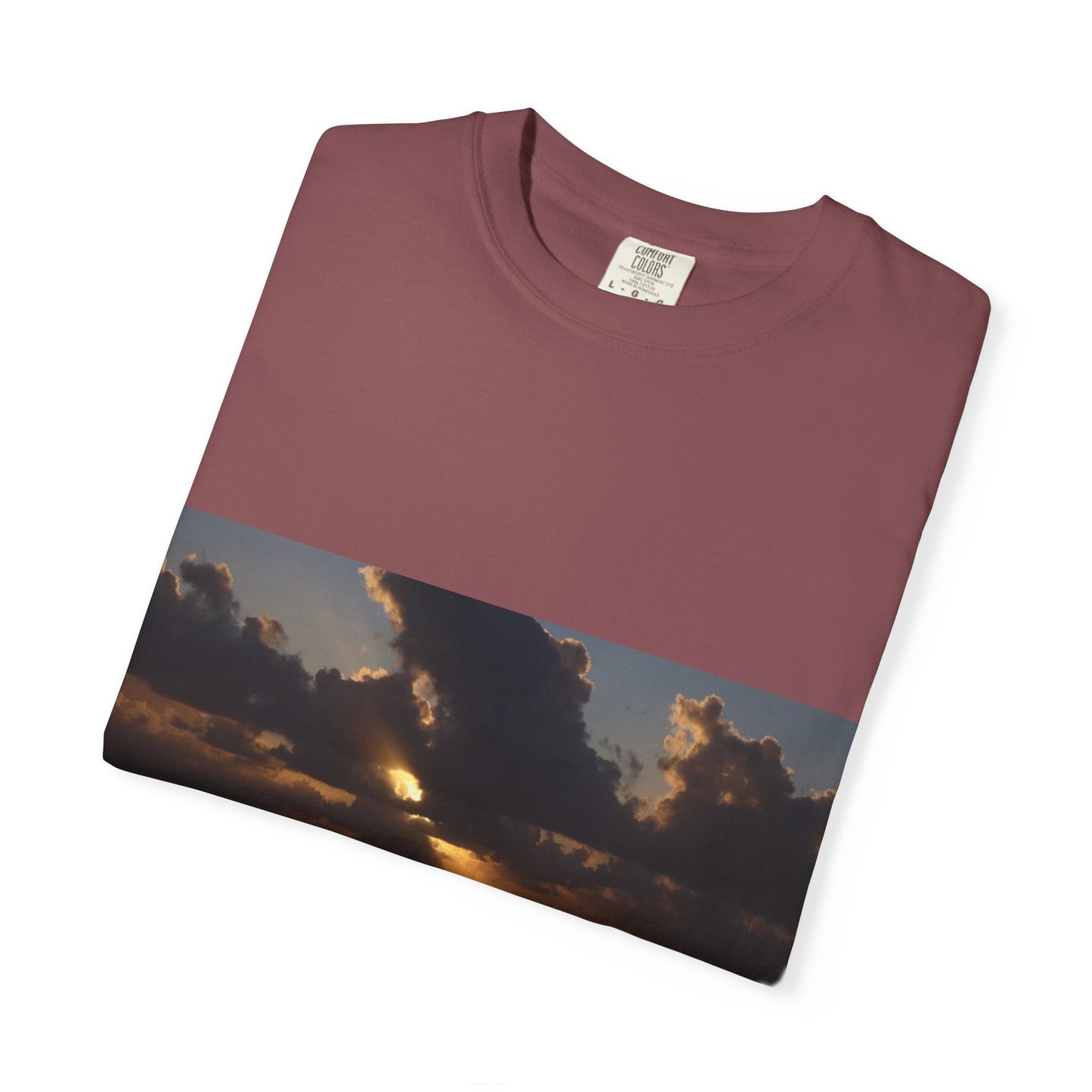 Dawn's Luminous Horizon: Seascape Sunrise, Coastal Cloudscape Panoramaphotography shirts