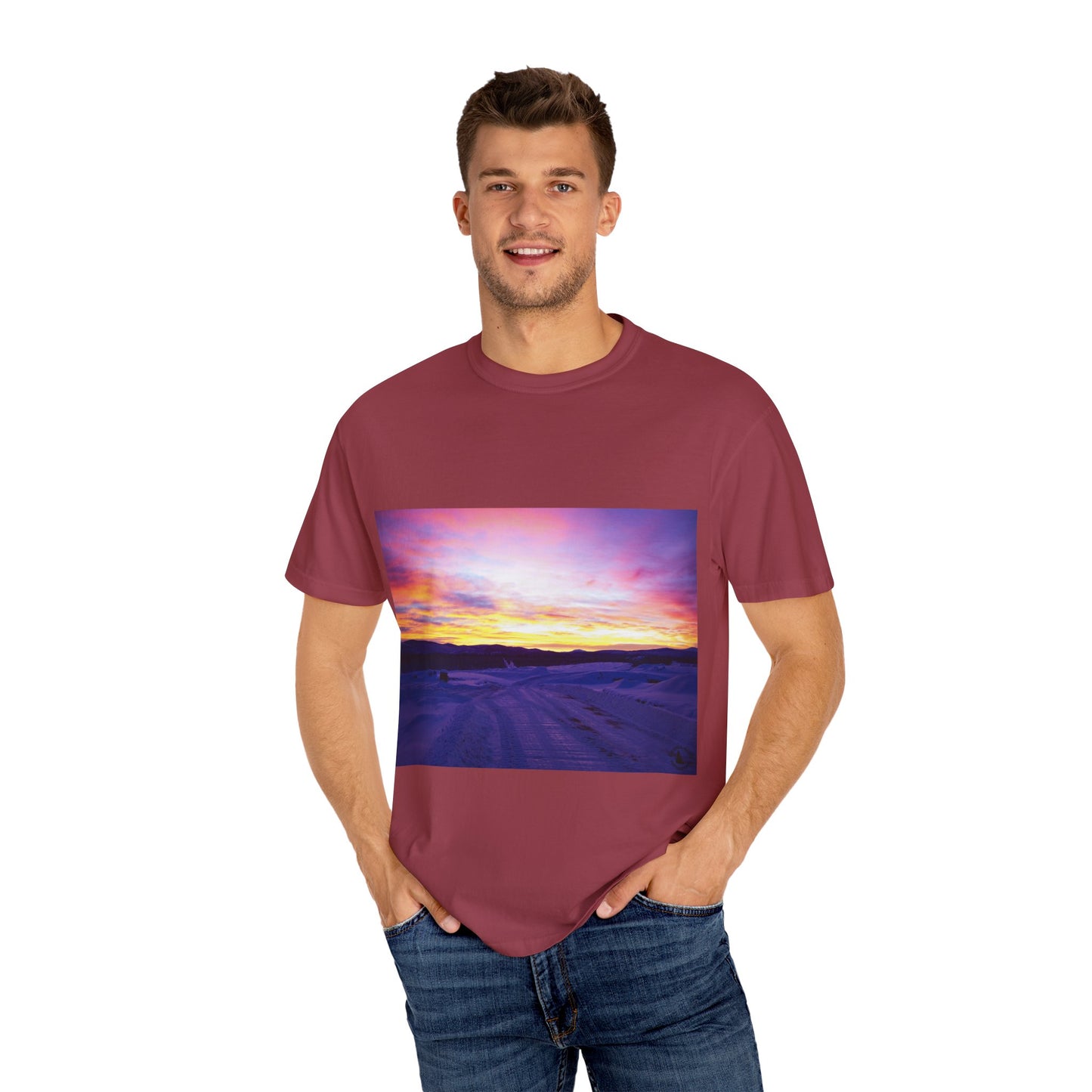 Vibrant Sunset Unisex T-Shirt, Casual Wear, Gift for Nature Lovers, Summer Style, Travel Top, Unique Graphic Tee