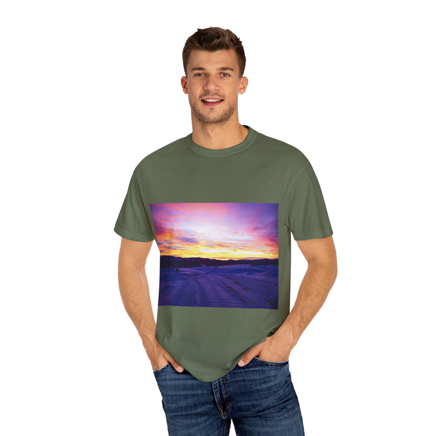 Vibrant Sunset Unisex T-Shirt, Casual Wear, Gift for Nature Lovers, Summer Style, Travel Top, Unique Graphic Tee