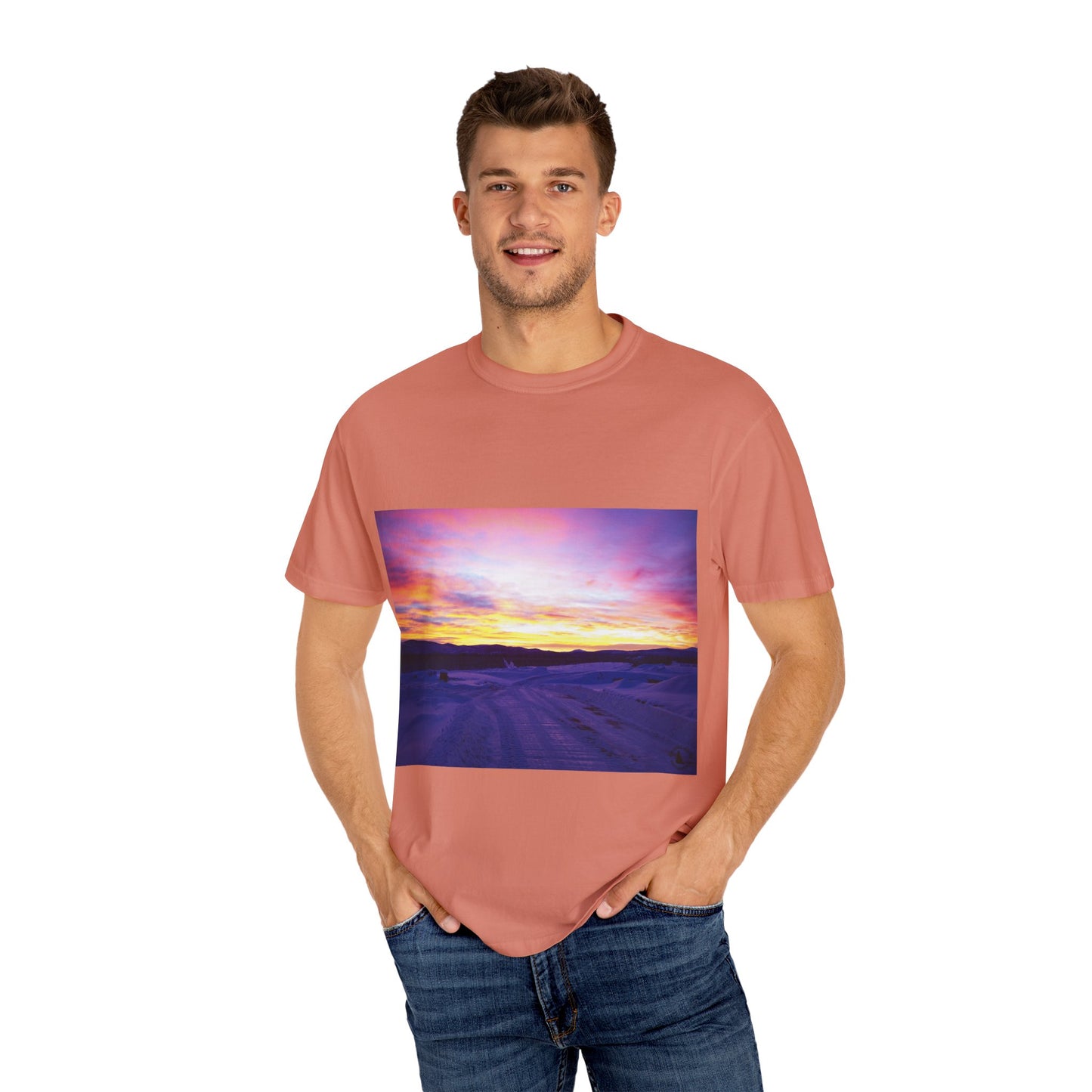 Vibrant Sunset Unisex T-Shirt, Casual Wear, Gift for Nature Lovers, Summer Style, Travel Top, Unique Graphic Tee