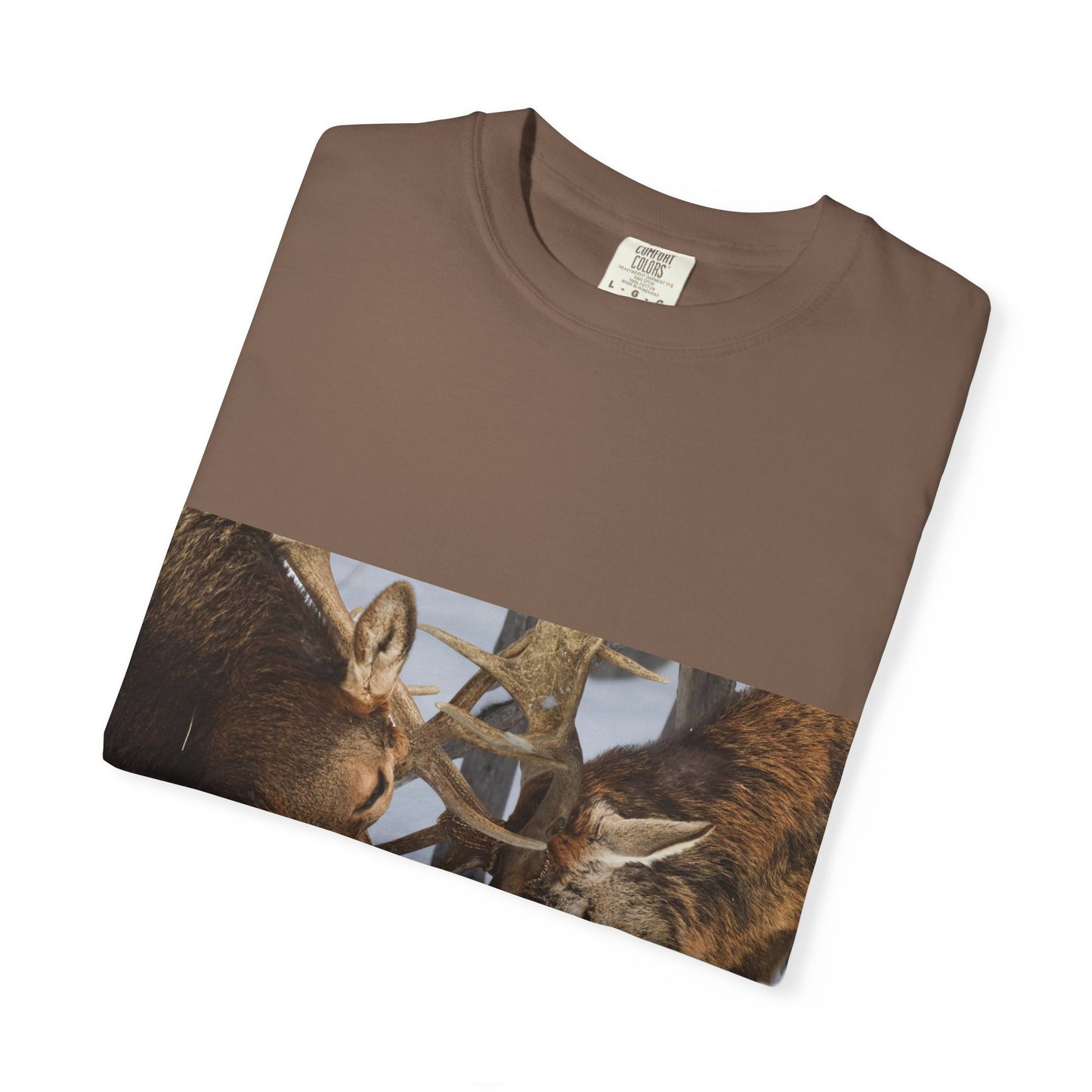 Antler Clash: Winter Wildlife Encounter, Dramatic Nature Photographyphotography shirts