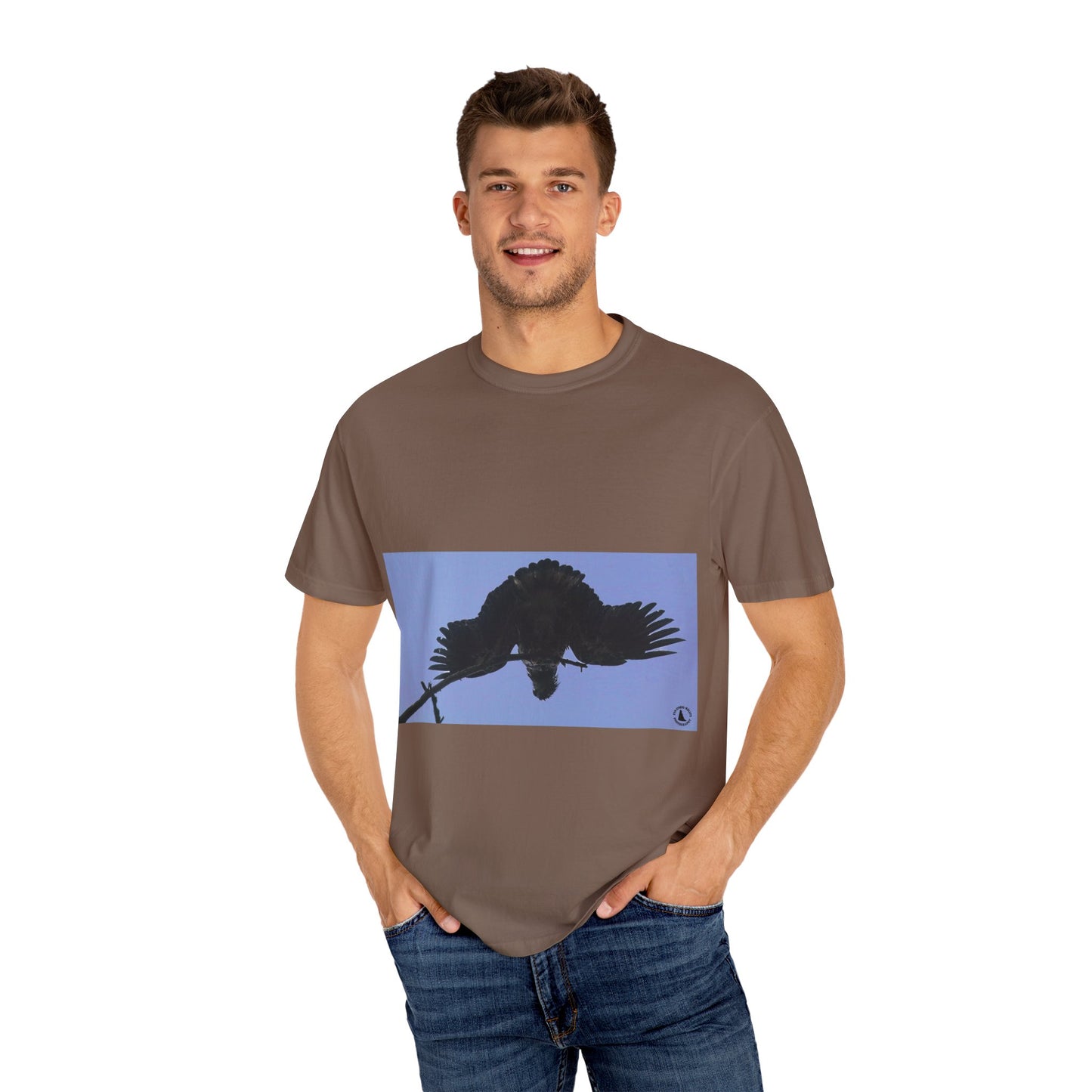 Aerial Raven: Black Wing Silhouette, Overhead Flight Perspectivephotography shirts