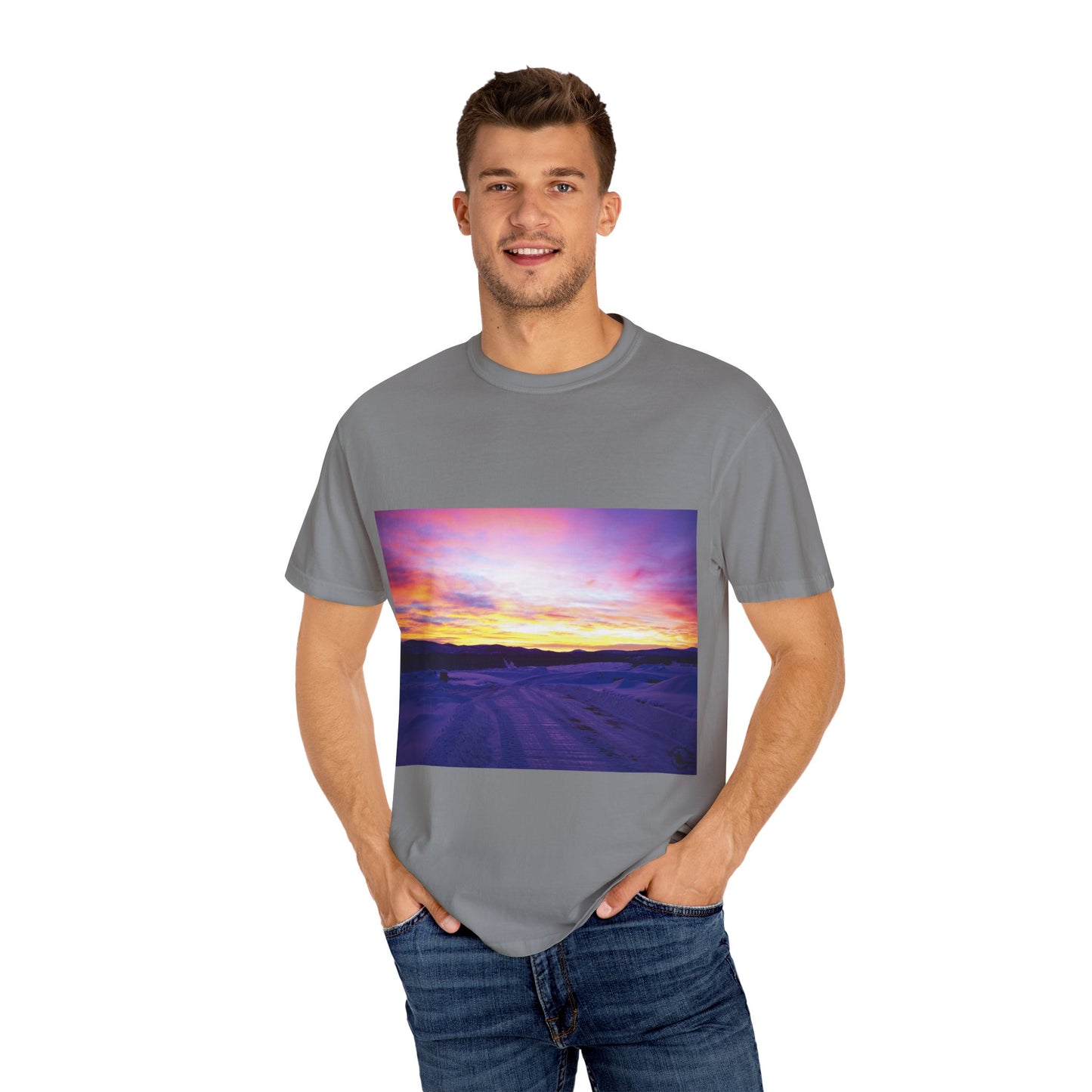 Vibrant Sunset Unisex T-Shirt, Casual Wear, Gift for Nature Lovers, Summer Style, Travel Top, Unique Graphic Tee