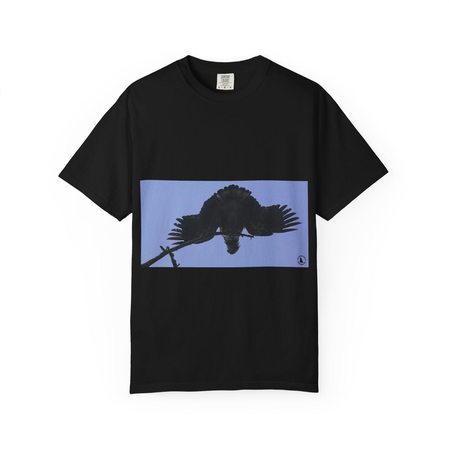 Aerial Raven: Black Wing Silhouette, Overhead Flight Perspectivephotography shirts