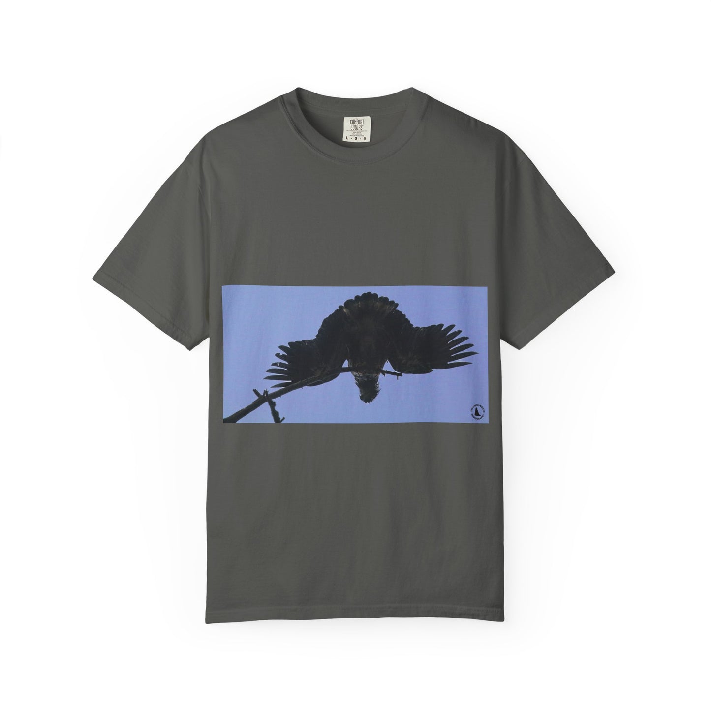 Aerial Raven: Black Wing Silhouette, Overhead Flight Perspectivephotography shirts