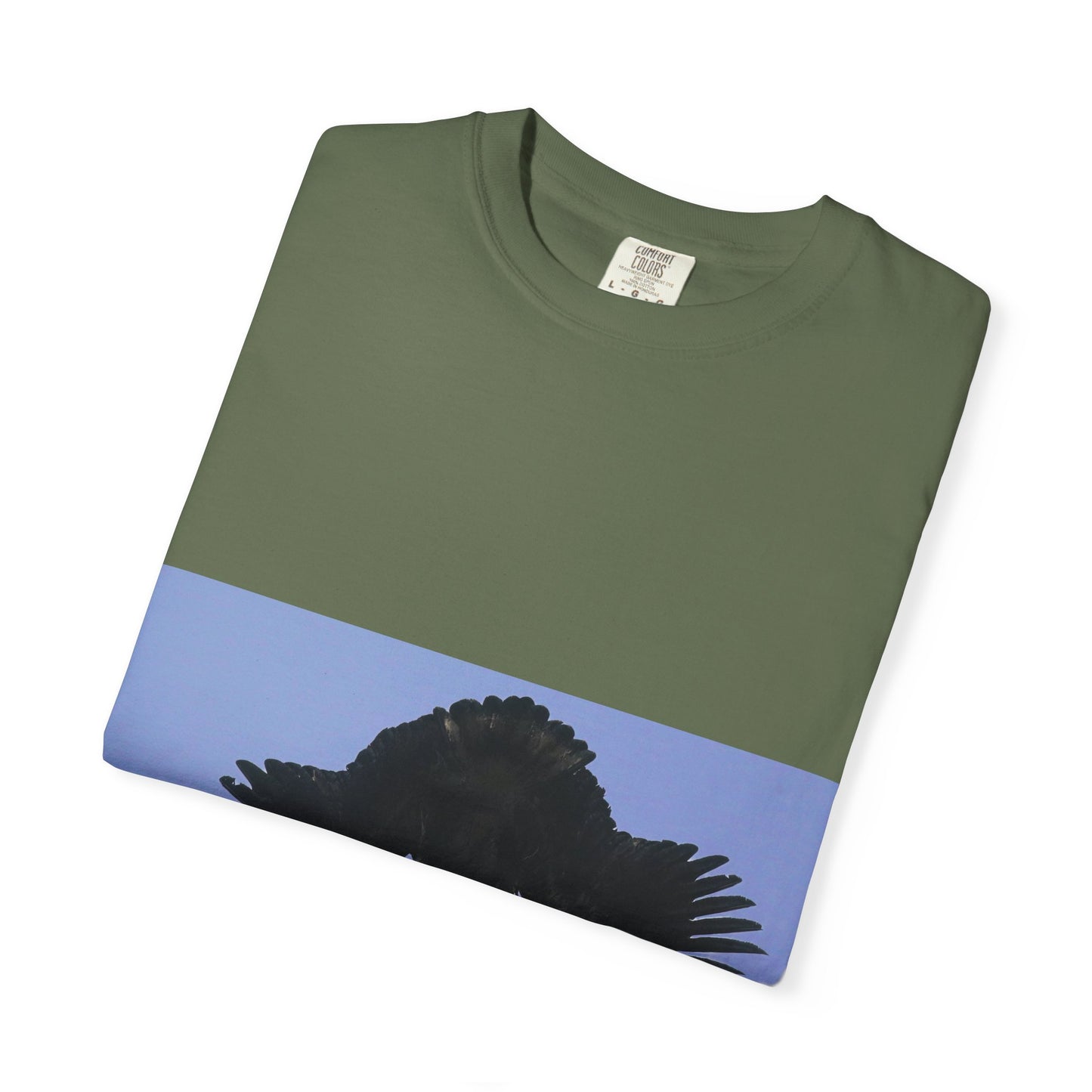 Aerial Raven: Black Wing Silhouette, Overhead Flight Perspectivephotography shirts