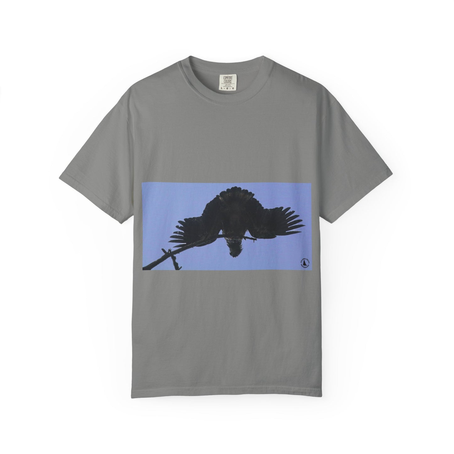Aerial Raven: Black Wing Silhouette, Overhead Flight Perspectivephotography shirts