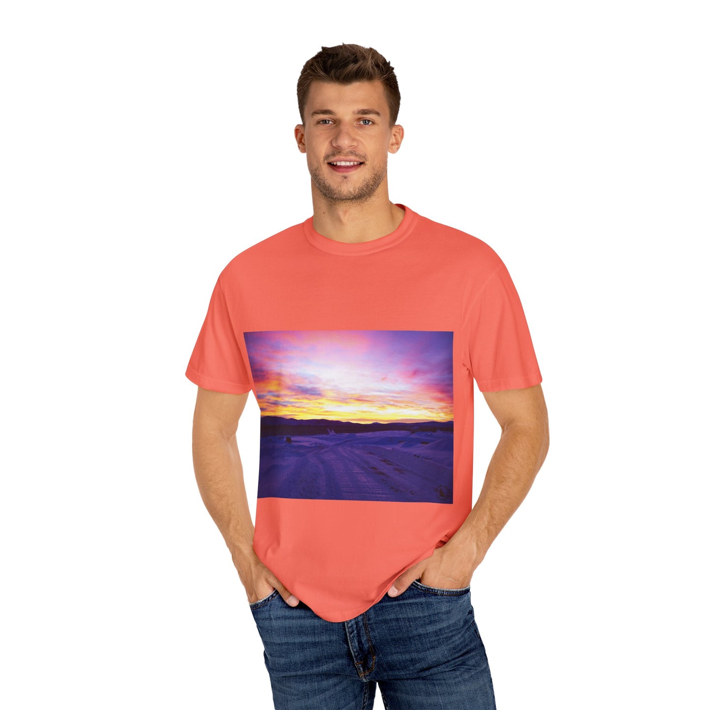 Vibrant Sunset Unisex T-Shirt, Casual Wear, Gift for Nature Lovers, Summer Style, Travel Top, Unique Graphic Tee