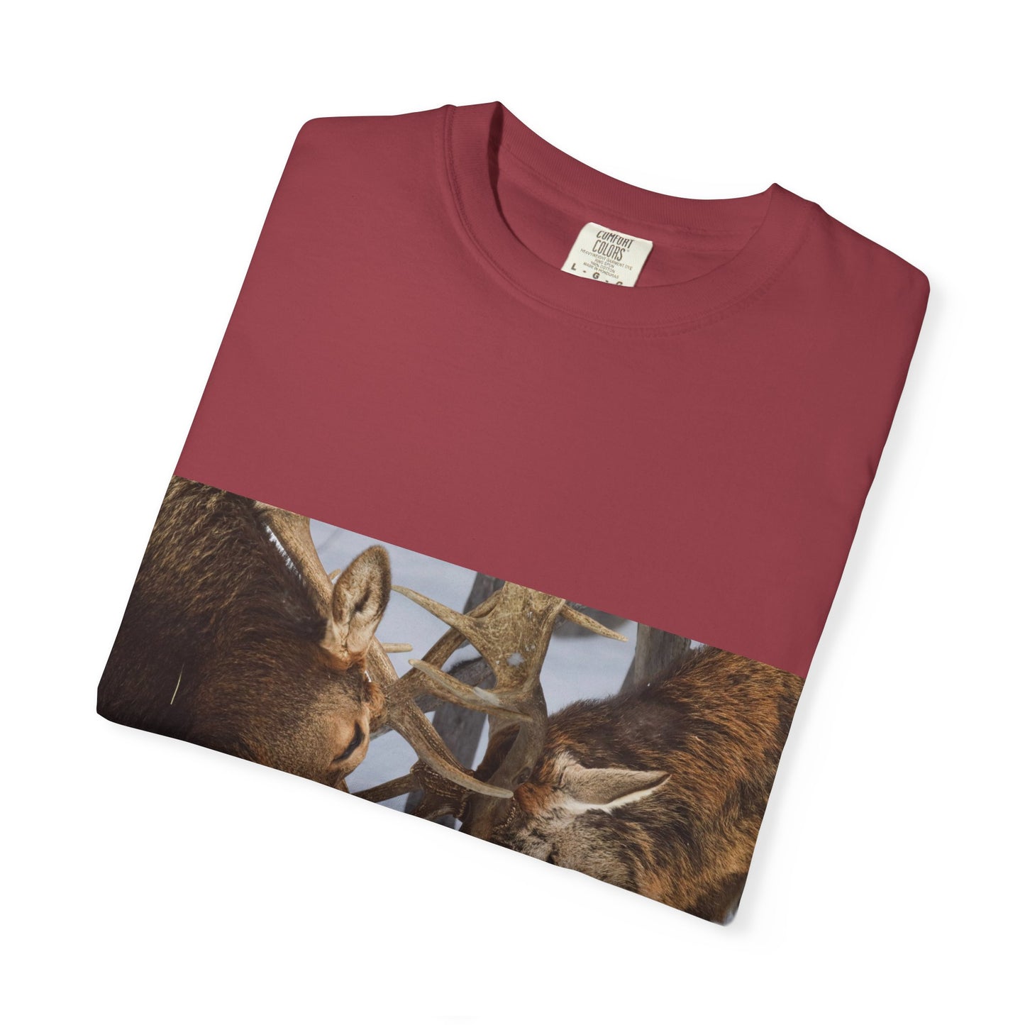 Antler Clash: Winter Wildlife Encounter, Dramatic Nature Photographyphotography shirts