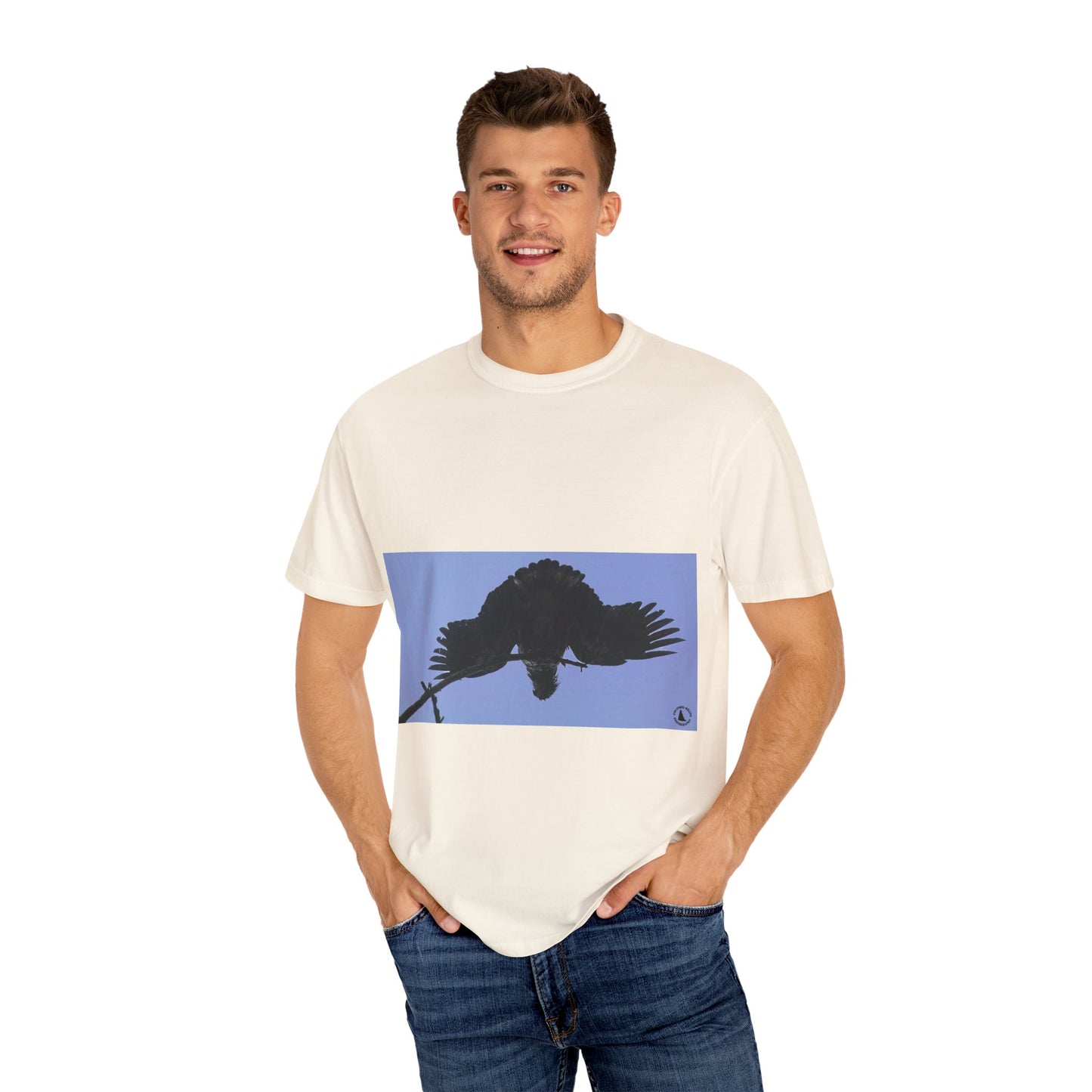 Aerial Raven: Black Wing Silhouette, Overhead Flight Perspectivephotography shirts