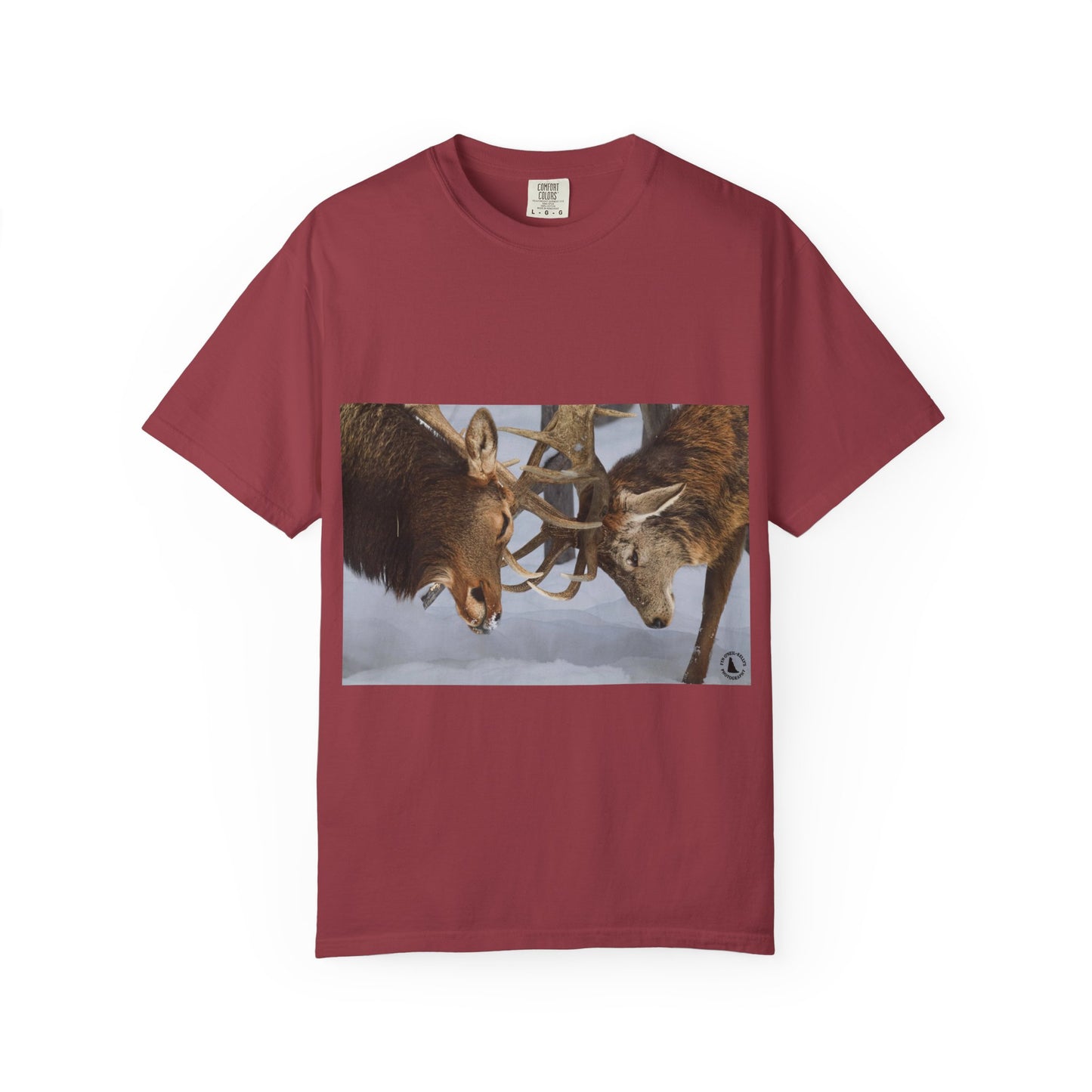 Antler Clash: Winter Wildlife Encounter, Dramatic Nature Photographyphotography shirts