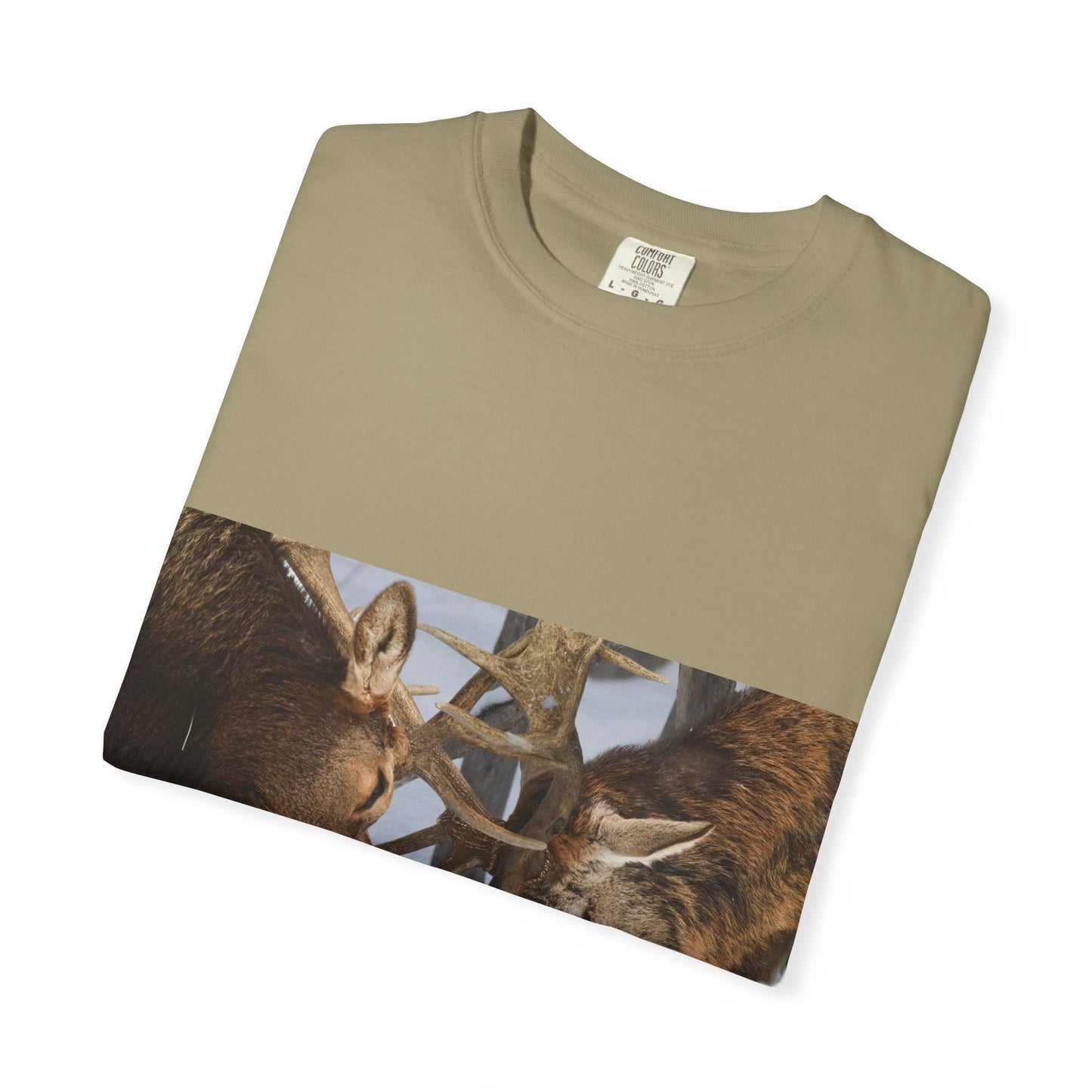 Antler Clash: Winter Wildlife Encounter, Dramatic Nature Photographyphotography shirts