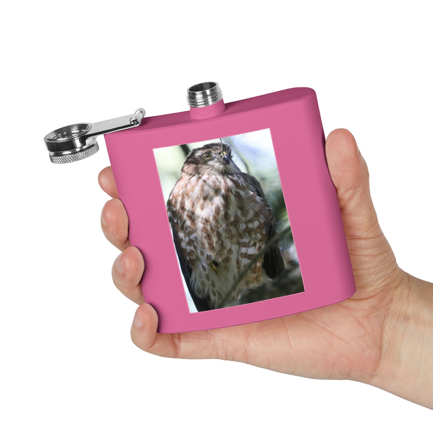Flask — Brown Hawk Photo Stainless Steel 6oz Hip Flask