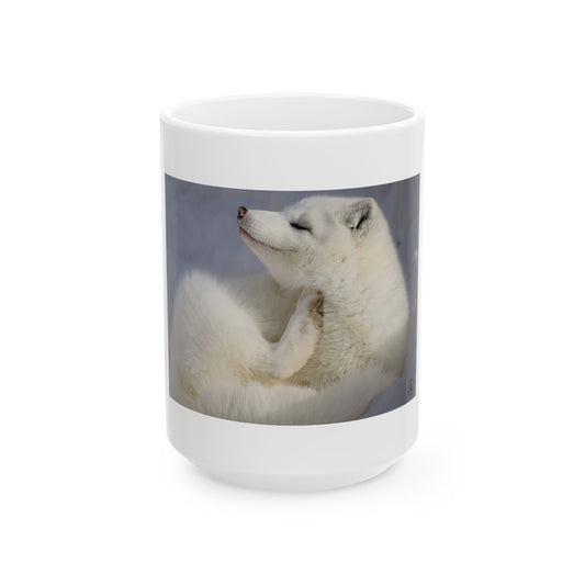 Arctic Wolf Mug, Wildlife Photography Gift, Nature Lover Ceramic Cup, White Wolf Artwork, Wilderness Decor, Animal Lover Present, Cute Wolf