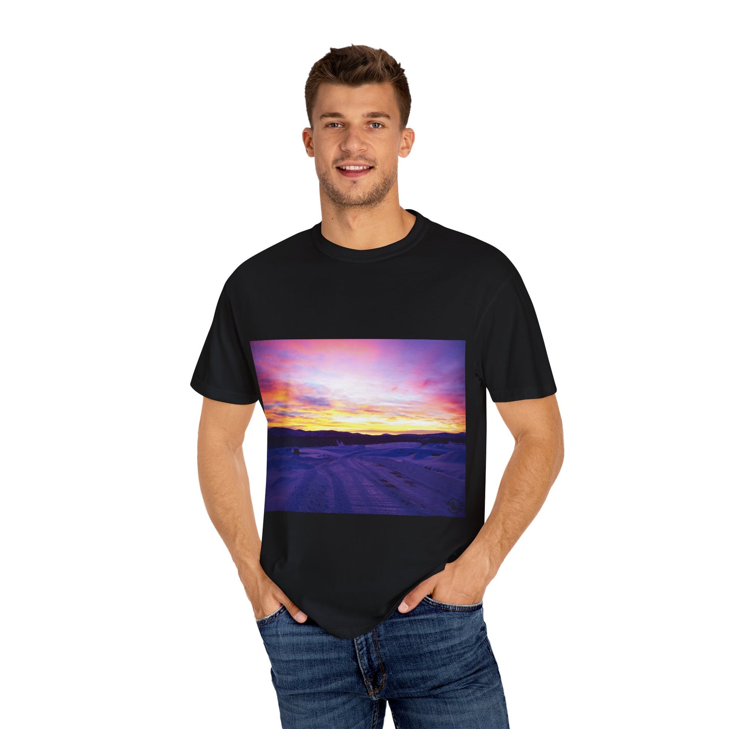 Vibrant Sunset Unisex T-Shirt, Casual Wear, Gift for Nature Lovers, Summer Style, Travel Top, Unique Graphic Tee