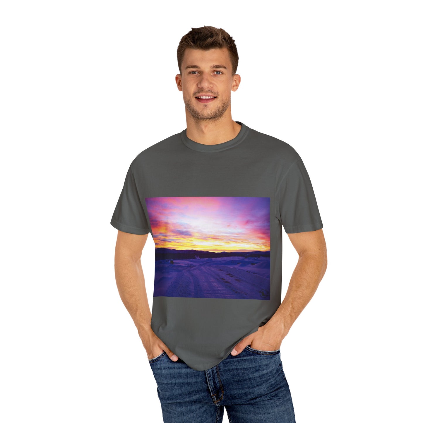 Vibrant Sunset Unisex T-Shirt, Casual Wear, Gift for Nature Lovers, Summer Style, Travel Top, Unique Graphic Tee