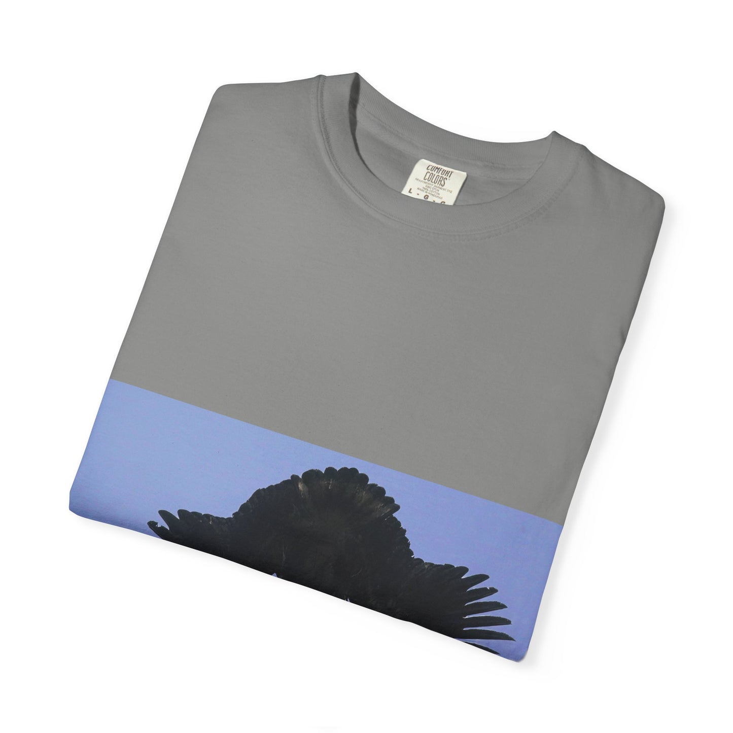 Aerial Raven: Black Wing Silhouette, Overhead Flight Perspectivephotography shirts