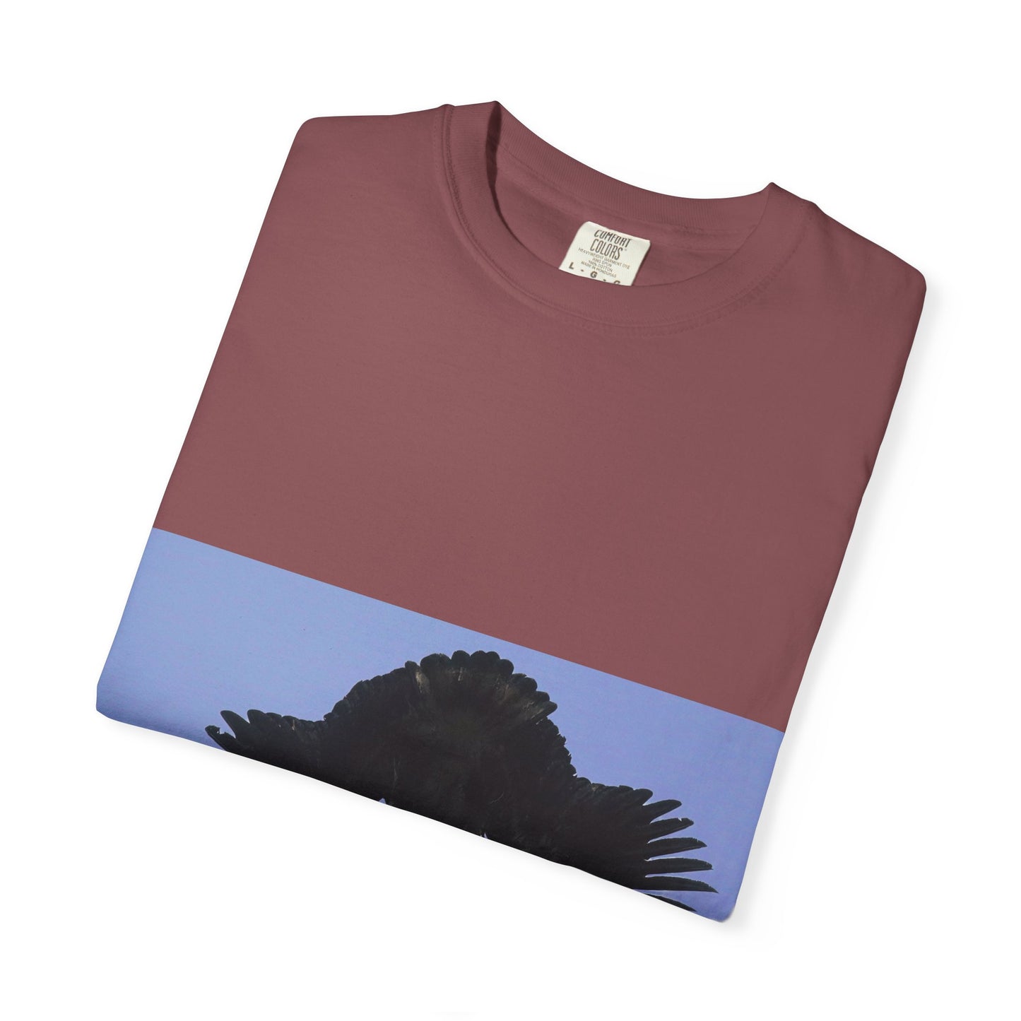 Aerial Raven: Black Wing Silhouette, Overhead Flight Perspectivephotography shirts