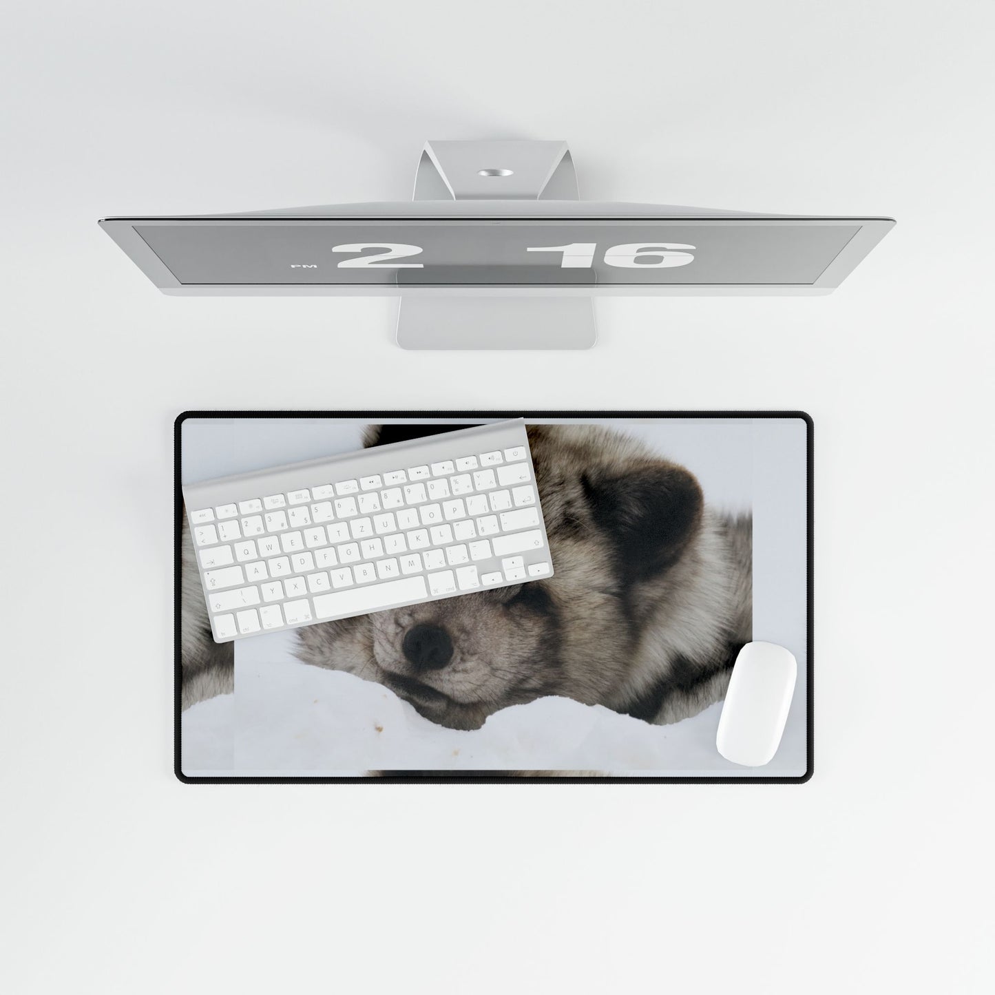 Arctic Fox Desk Mat — Large Animal Print Mouse Pad for Workstation