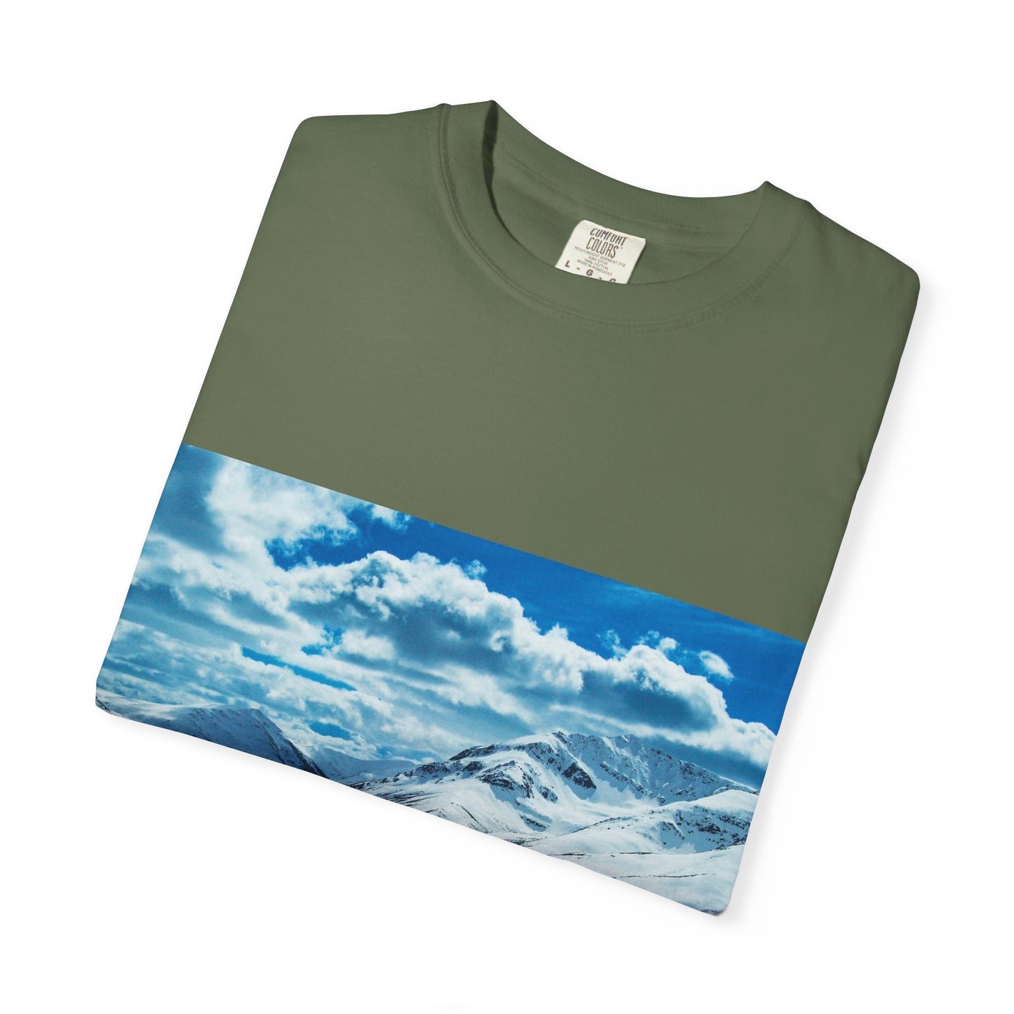 Alpine Majesty: Winter Mountain Panorama, Pristine Snow-Capped Peaks, Wilderness Landscapephotography shirts