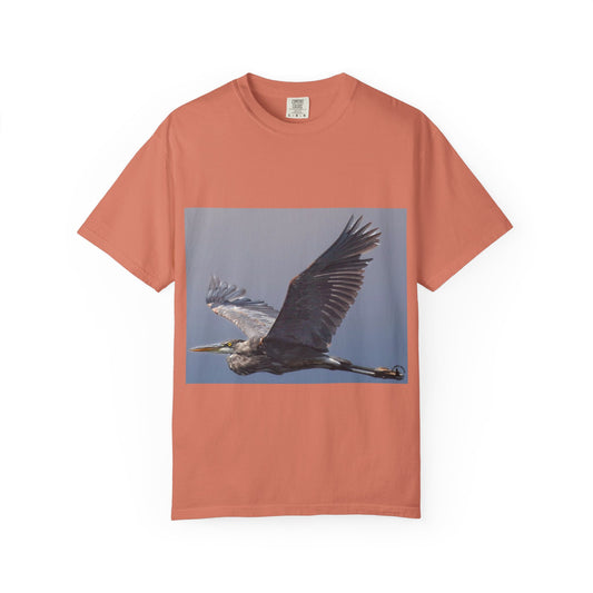 Aerial Grace of the Blue Heron: Wildlife Photography in Flight, Majestic Avian Capturephotography shirts