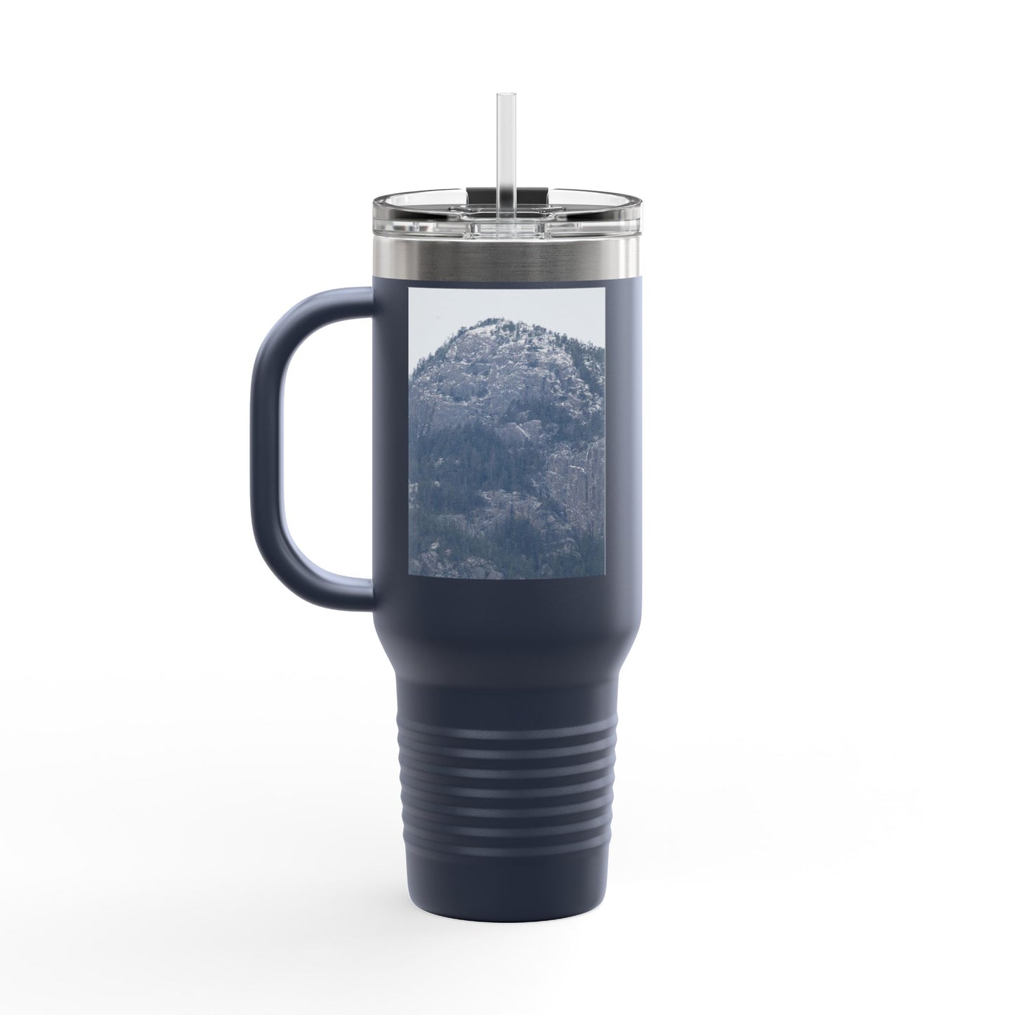 40oz Insulated Travel Mug with Mountain Photo — Cold-Resistant Stainless Steel Tumbler for Commuting & Outdoors