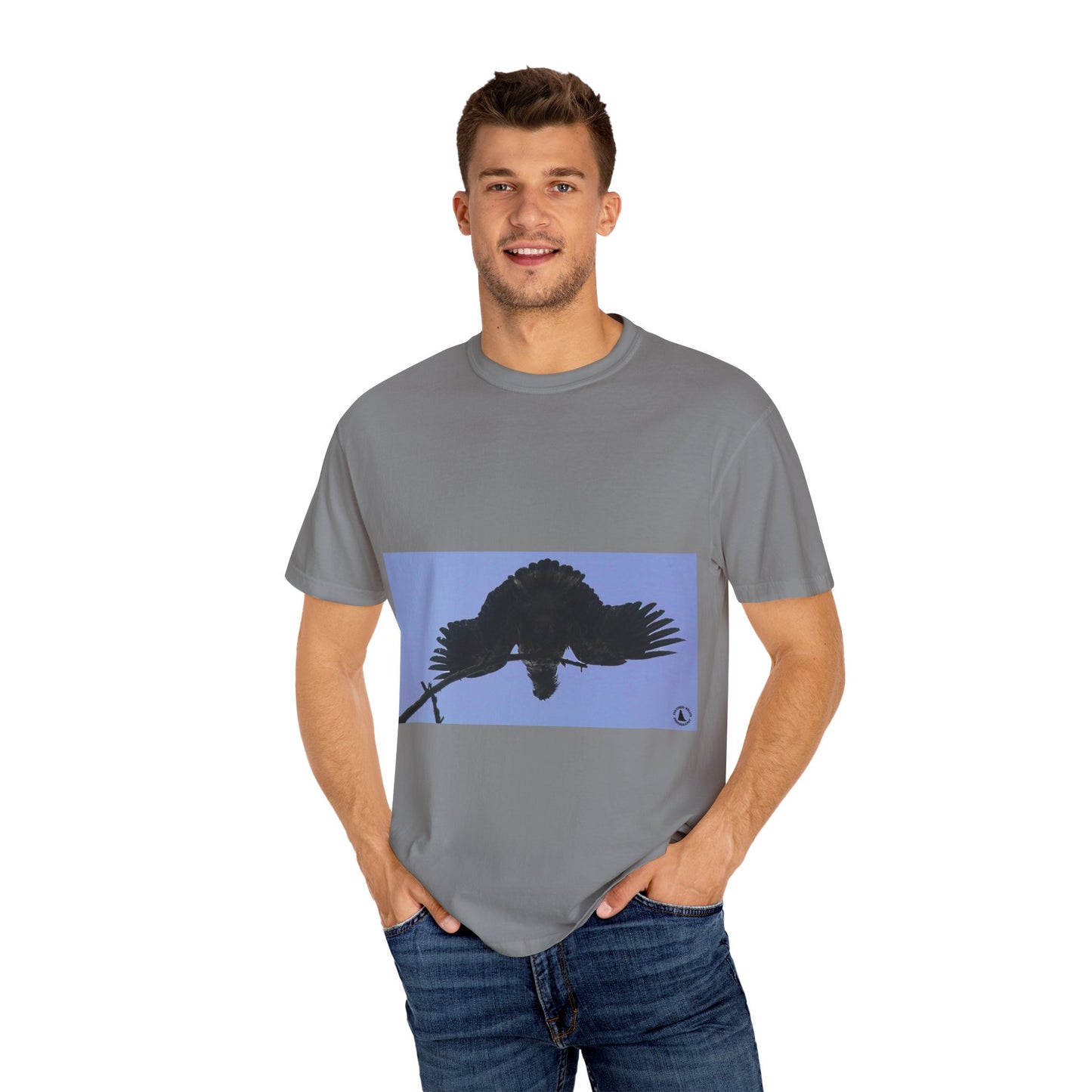 Aerial Raven: Black Wing Silhouette, Overhead Flight Perspectivephotography shirts