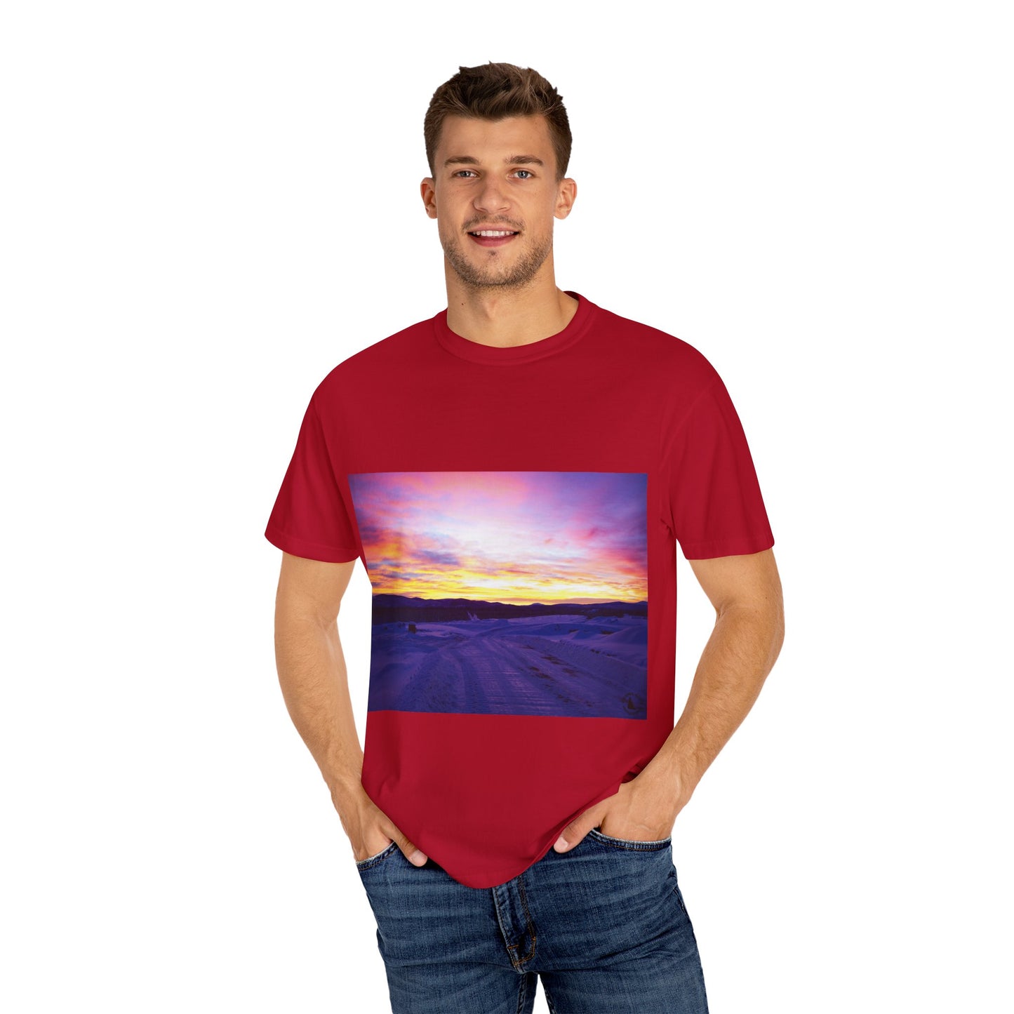 Vibrant Sunset Unisex T-Shirt, Casual Wear, Gift for Nature Lovers, Summer Style, Travel Top, Unique Graphic Tee