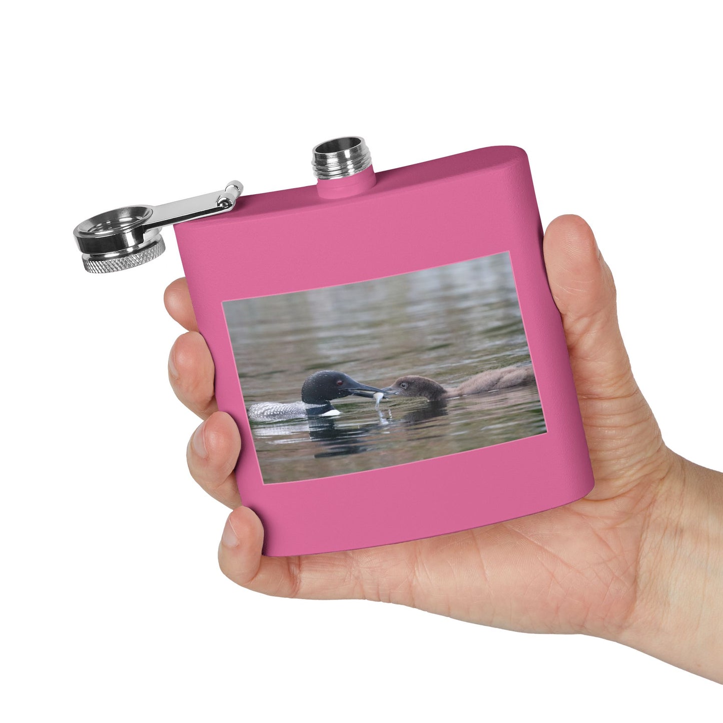 6oz Stainless Steel Flask — Duck Pair Wildlife Photo Hip Flask (Nature Lover Gift)