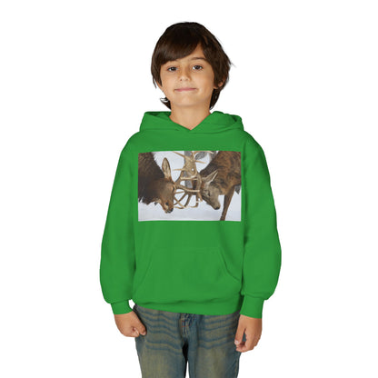 Fighting Deer Antlers Youth Hoodie | Wildlife Nature Illustration