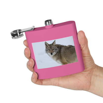 Coyote Photo Stainless Steel Flask — 6oz Wildlife Pocket Flask