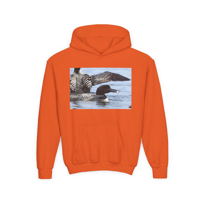 Loon Lake Youth Hoodie — Scenic Common Loon Wildlife Photo