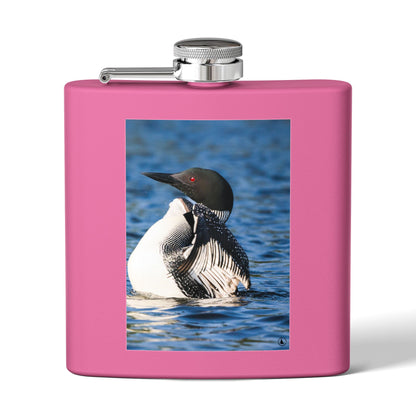 Loon Photo Stainless Steel Flask — 6oz Wildlife Waterfowl Hip Flask