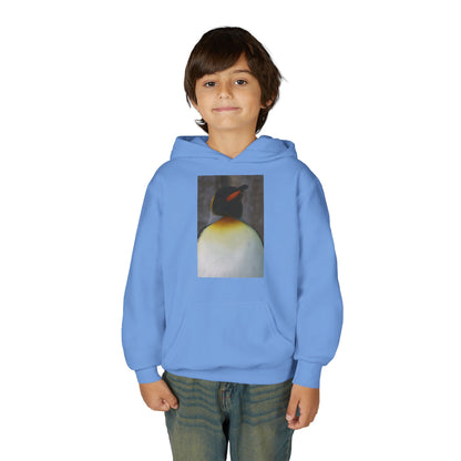 Penguin Art Youth Hoodie — Minimalist Royal Penguin Illustration Sweatshirt