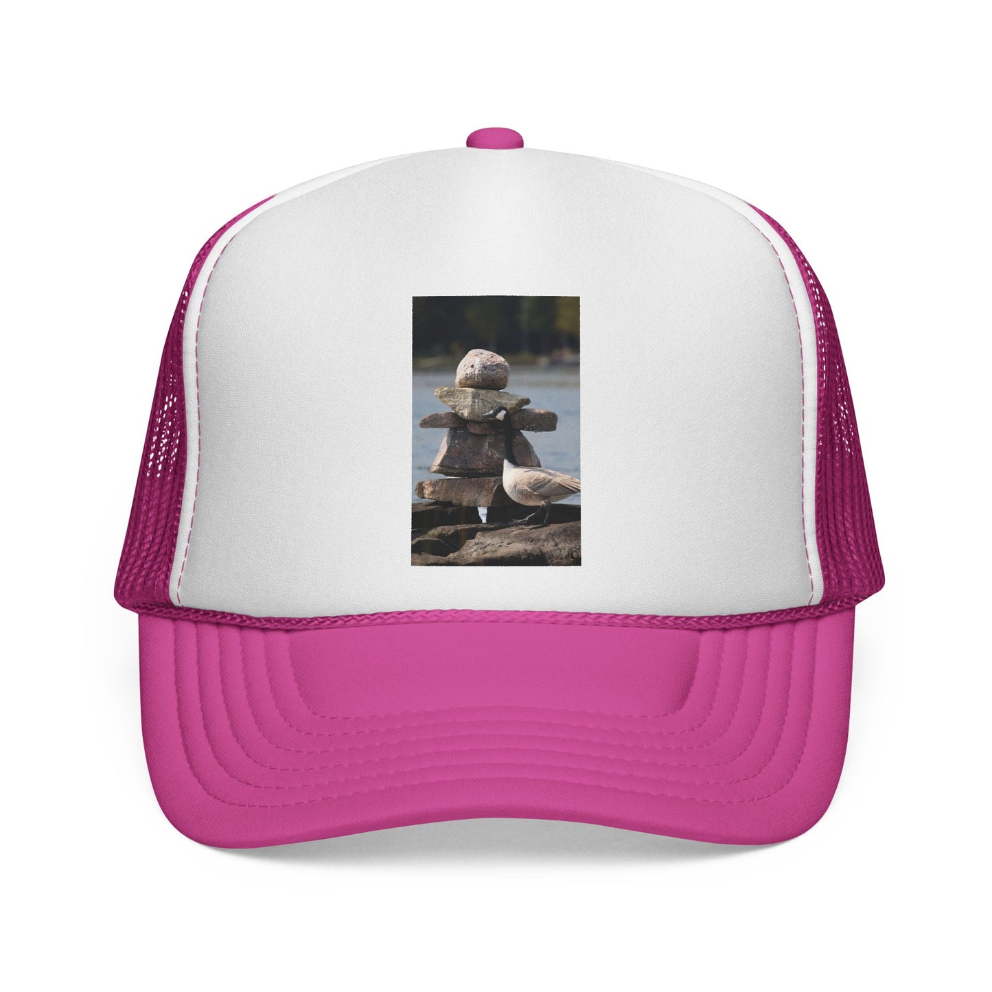 Seagull Stacked Rocks Trucker Cap — Coastal Beach Vibes Hat