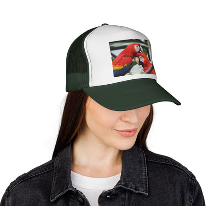 Parrot Love Trucker Cap — Tropical Scarlet Macaw Mesh Hat
