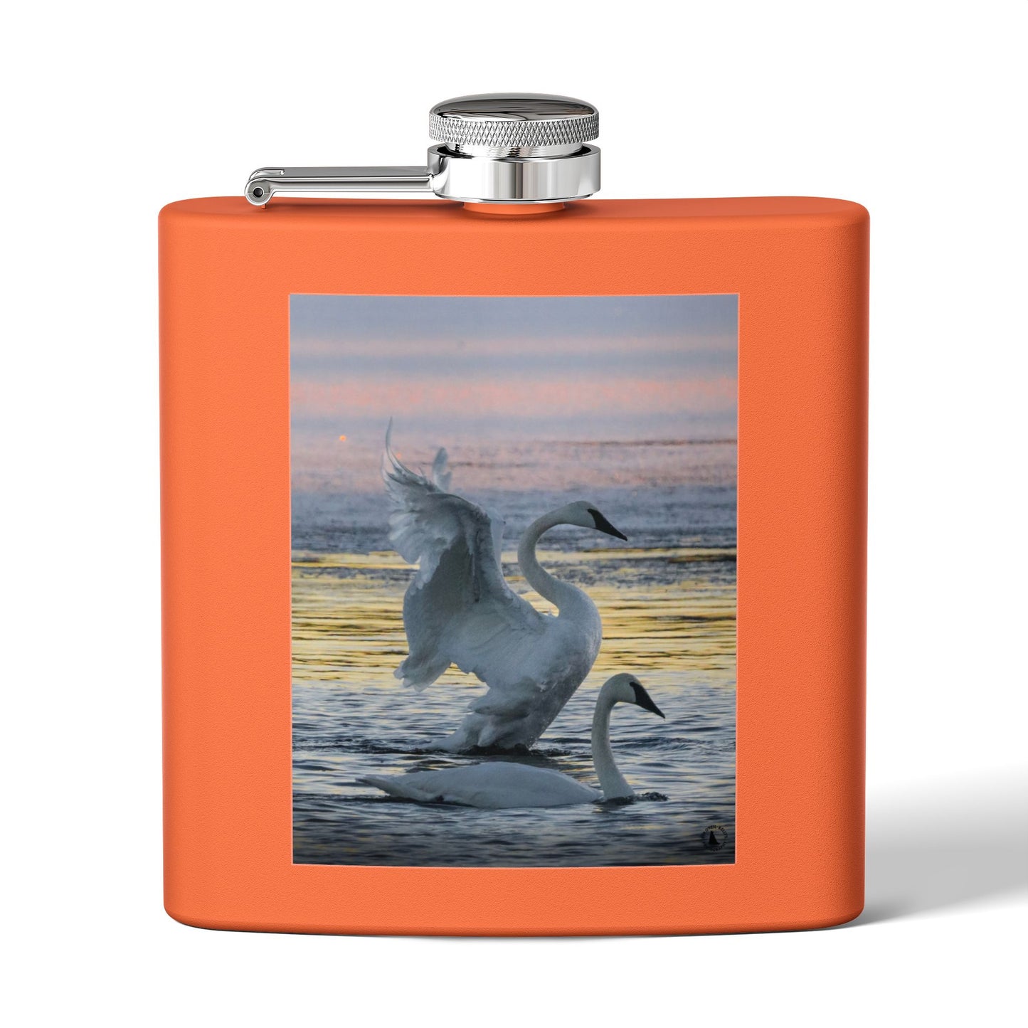 Swan Sunset Stainless Steel Flask — 6oz Travel Hip Flask